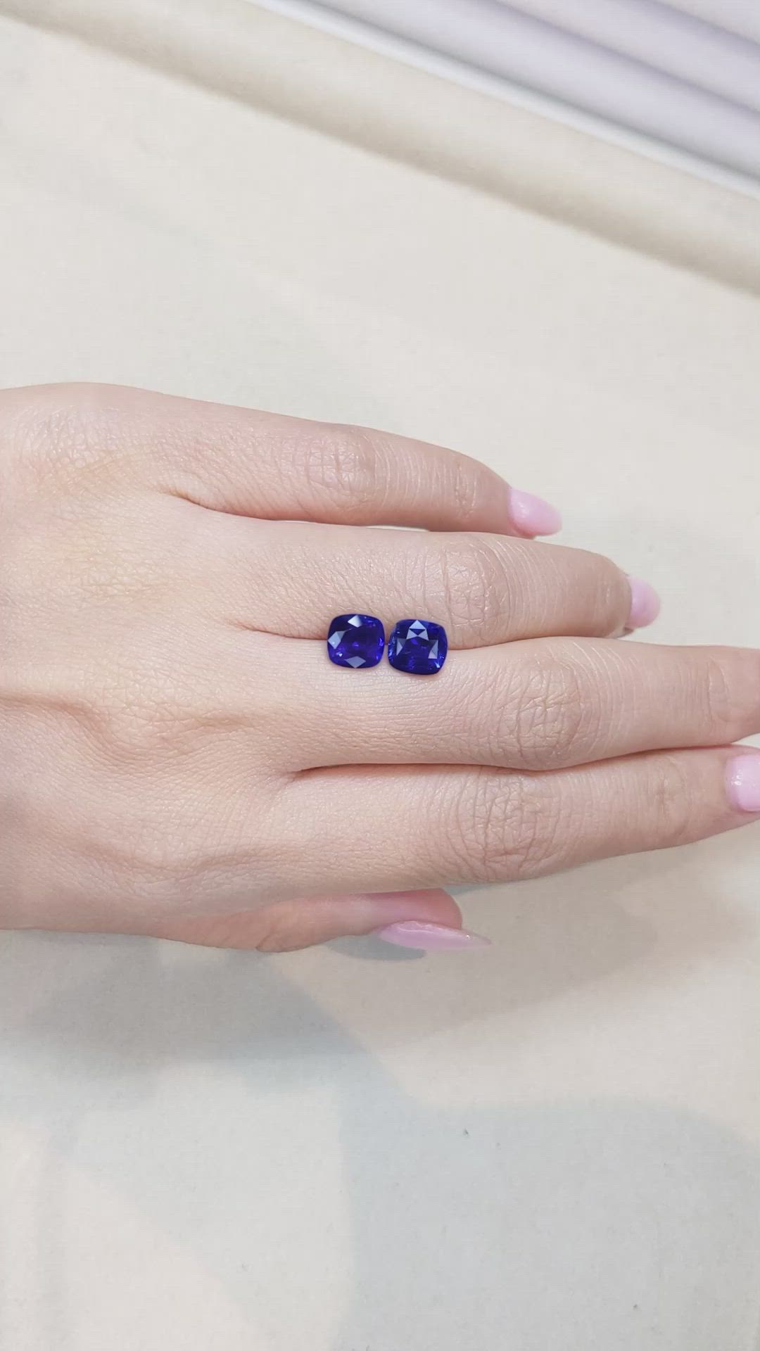 4.04 Ct.Tw.Total Carat Weight Blue Sapphire Pair from Ceylon (Sri Lanka) Size Video