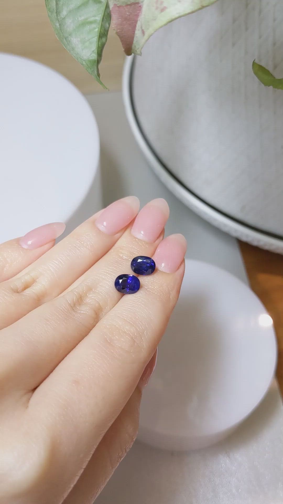 4.70 Ct.Tw.Total Carat Weight Blue Sapphire Pair from Ceylon (Sri Lanka) Size Video