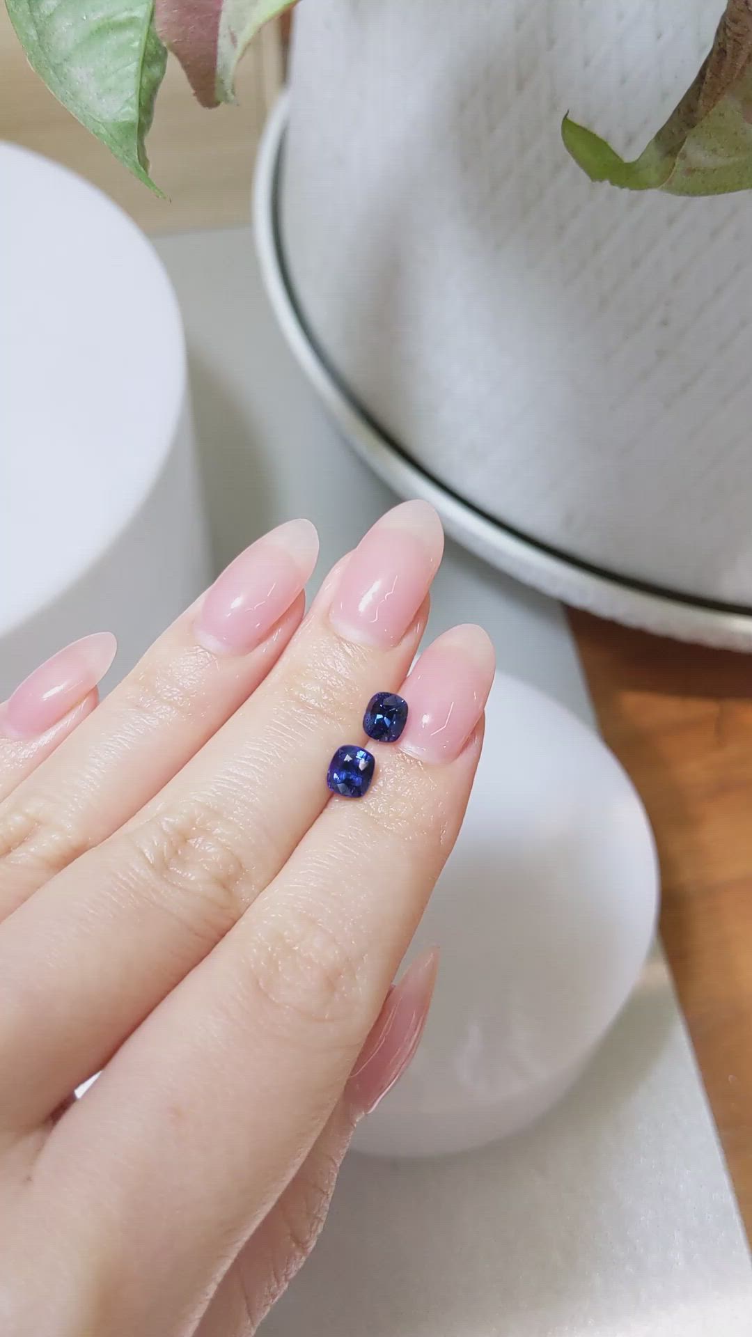 2.14 Ct.Tw.Total Carat Weight Blue Sapphire Pair from Ceylon (Sri Lanka) Size Video