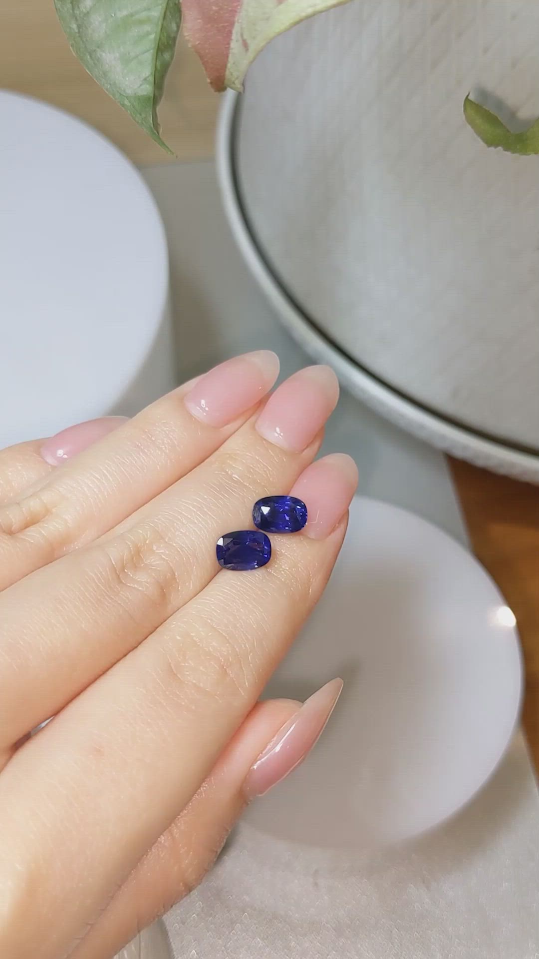 4.38 Ct.Tw.Total Carat Weight Blue Sapphire Pair from Ceylon (Sri Lanka) Size Video