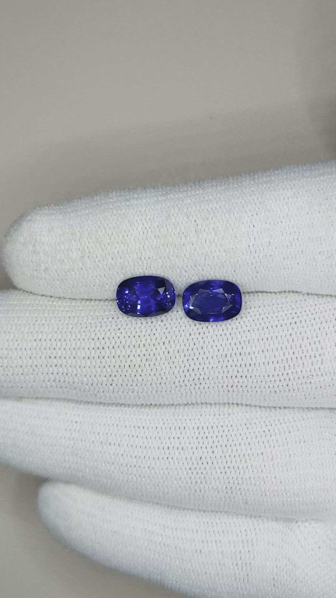4.38 Ct.Tw.Total Carat Weight Blue Sapphire Pair from Ceylon (Sri Lanka) Size Video