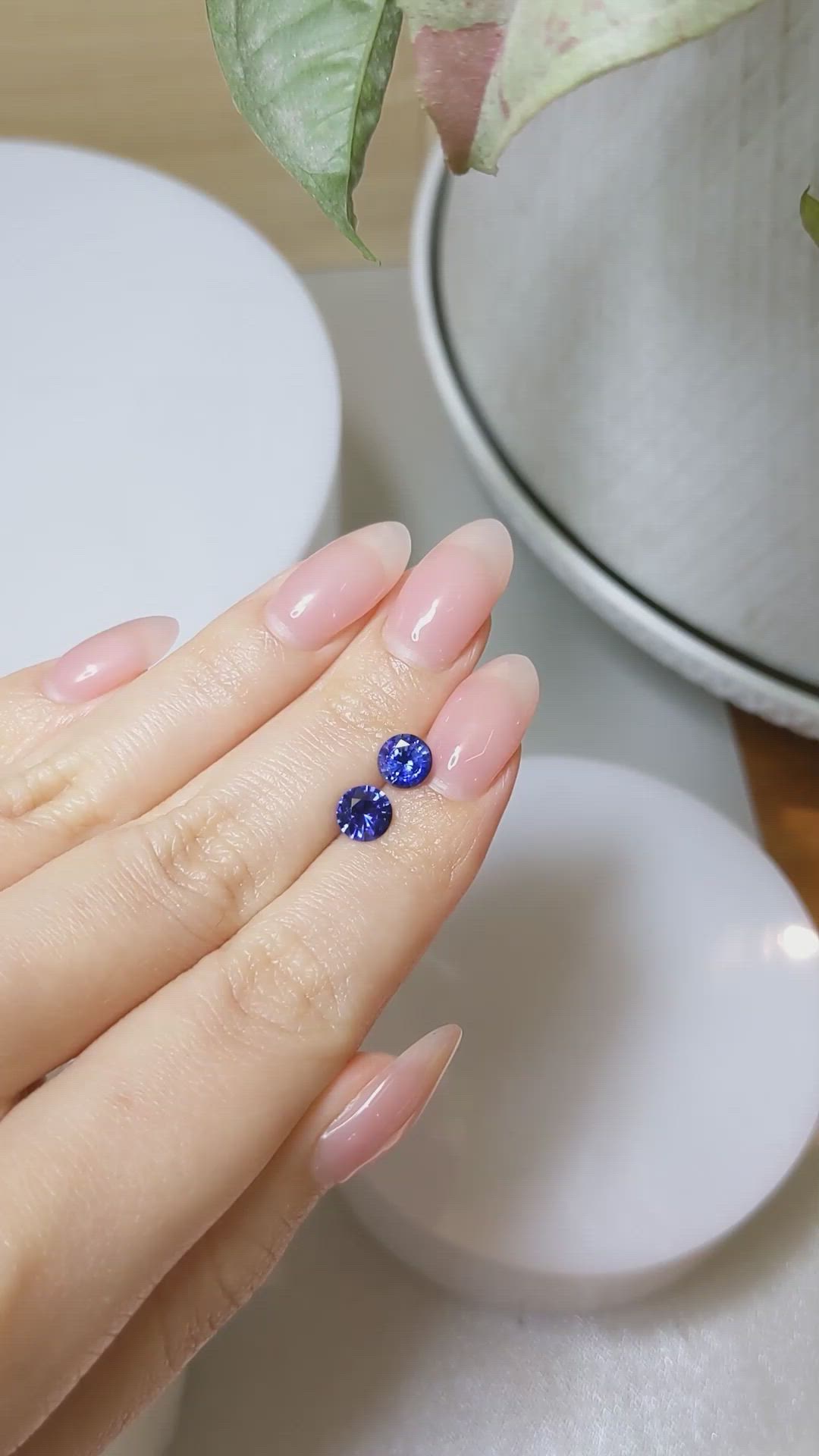 1.96 Ct.Tw.Total Carat Weight Blue Sapphire Pair from Ceylon (Sri Lanka) Size Video