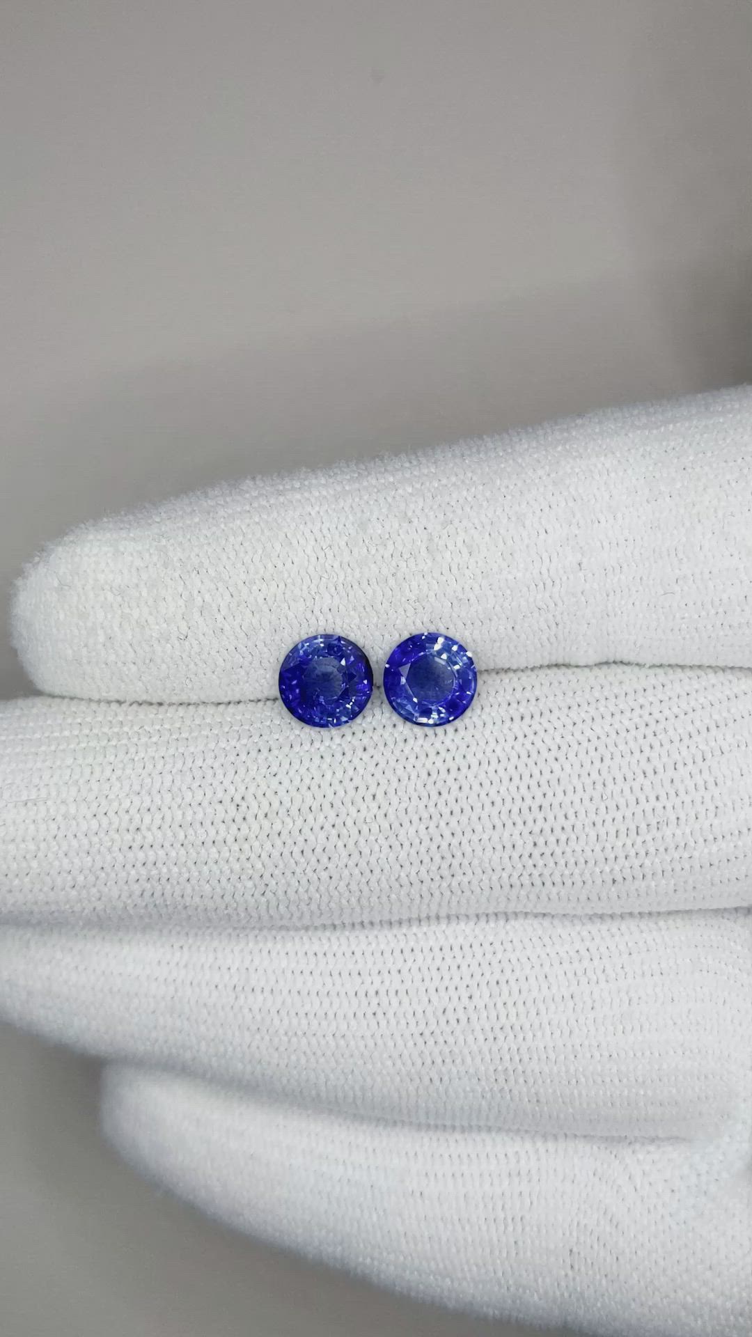 2.72 Ct.Tw.Total Carat Weight Blue Sapphire Pair from Ceylon (Sri Lanka) Size Video