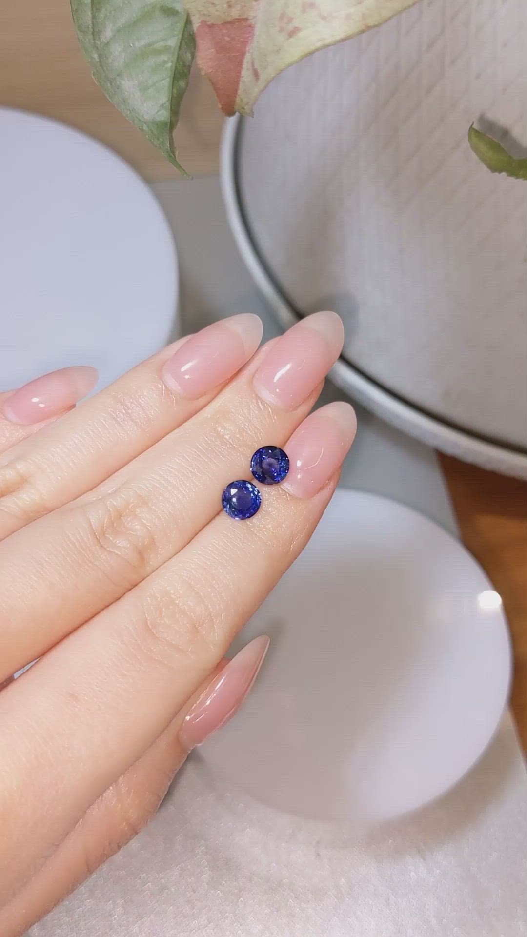 2.72 Ct.Tw.Total Carat Weight Blue Sapphire Pair from Ceylon (Sri Lanka) Size Video