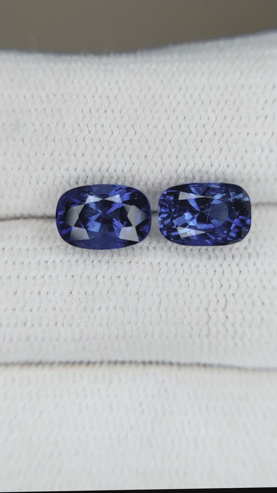 4.06 Ct.Tw.Total Carat Weight Blue Sapphire Pair from Ceylon (Sri Lanka) Size Video