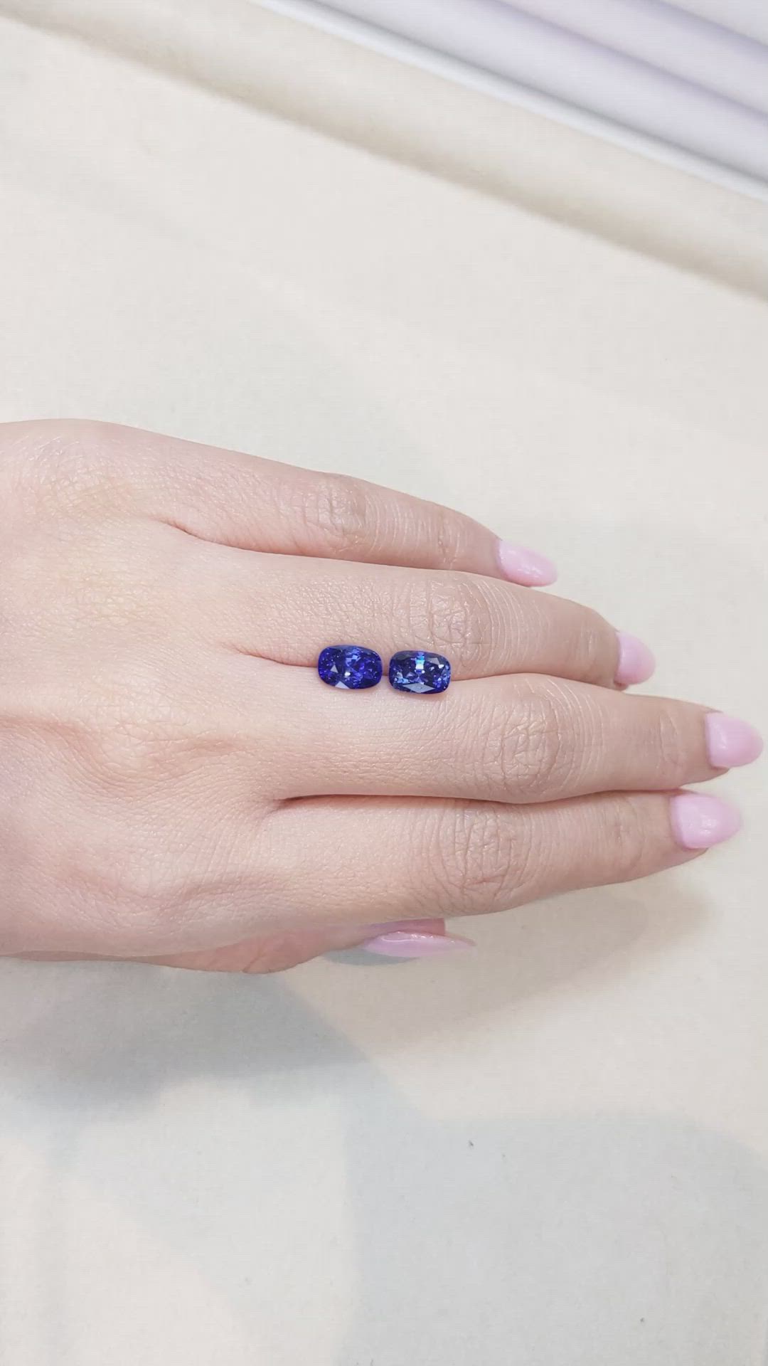 4.06 Ct.Tw.Total Carat Weight Blue Sapphire Pair from Ceylon (Sri Lanka) Size Video