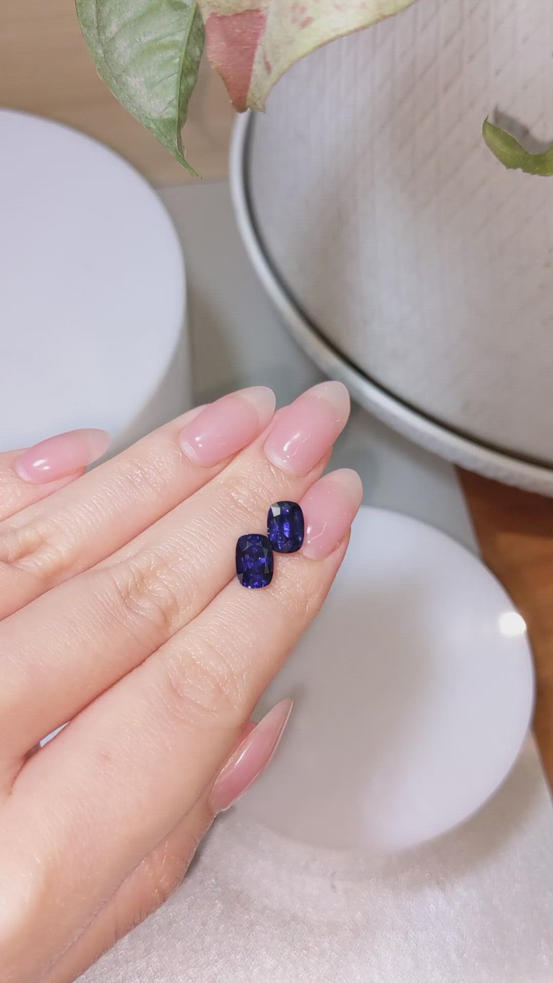 5.24 Ct.Tw.Total Carat Weight Blue Sapphire Pair from Ceylon (Sri Lanka) Size Video