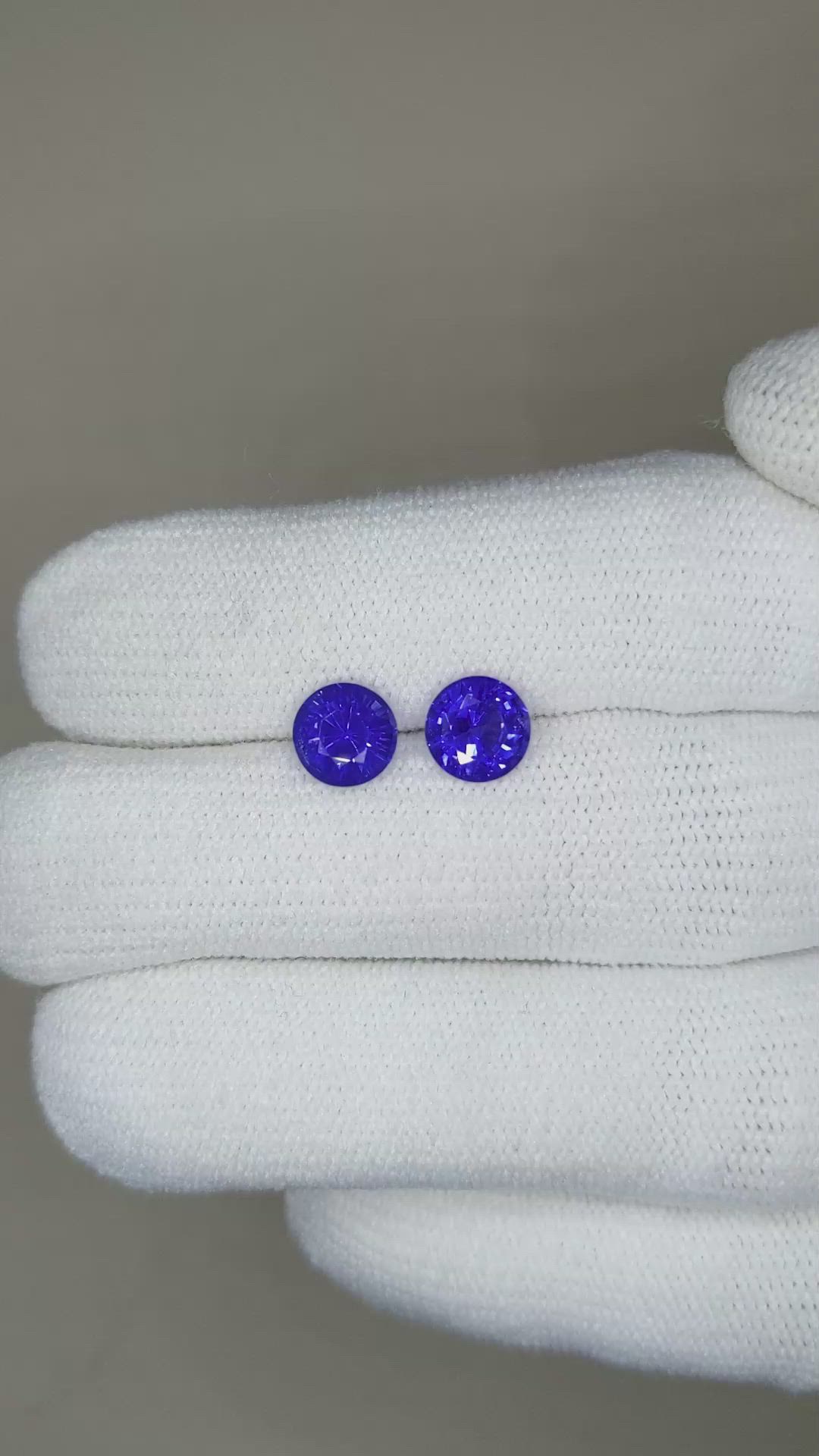 2.37 Ct.Tw.Total Carat Weight Blue Sapphire Pair from Ceylon (Sri Lanka) Size Video