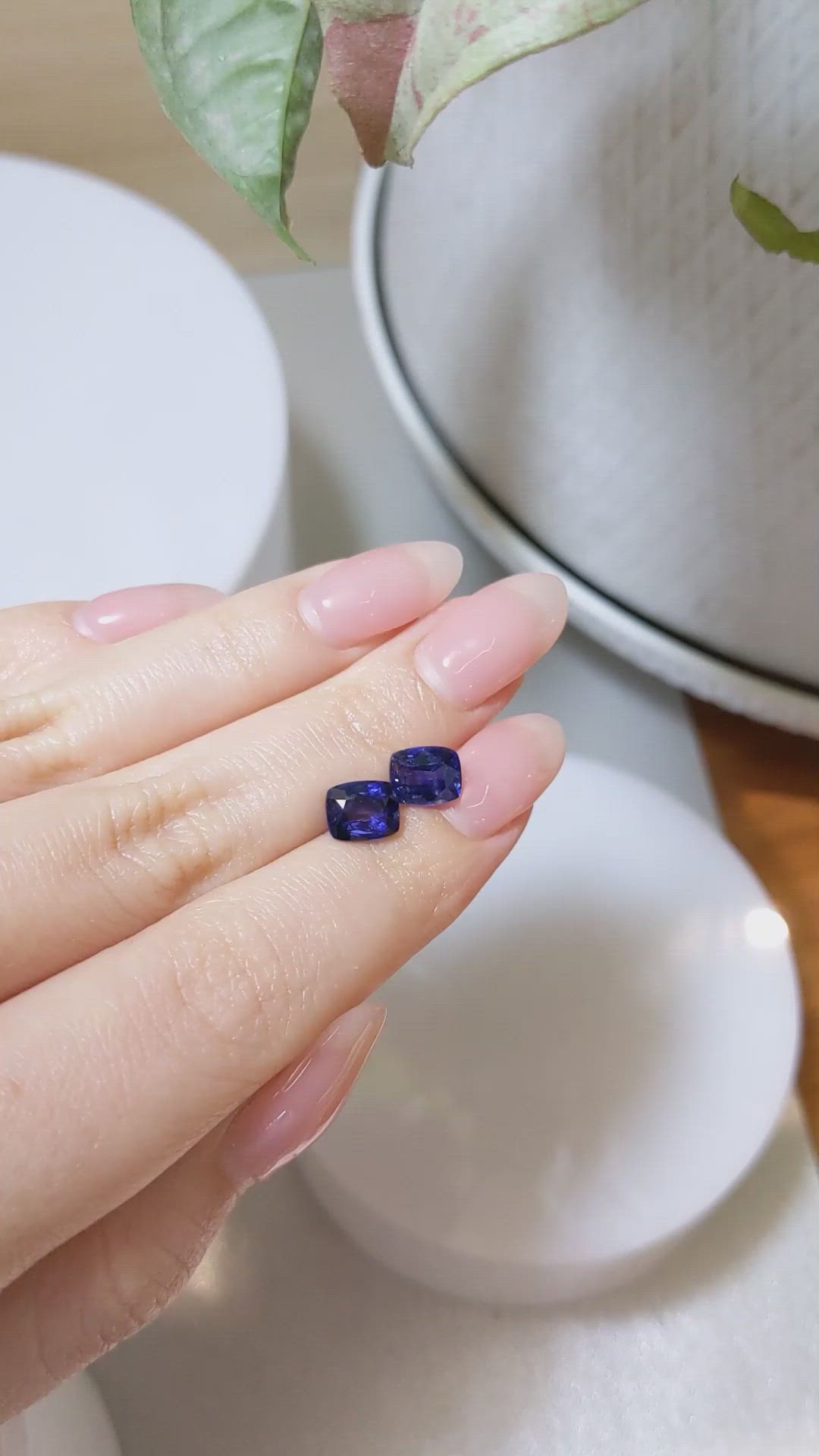 3.93 Ct.Tw.Total Carat Weight Blue Sapphire Pair from Ceylon (Sri Lanka) Size Video