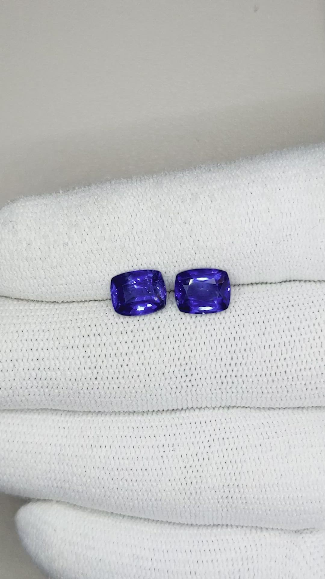 3.93 Ct.Tw.Total Carat Weight Blue Sapphire Pair from Ceylon (Sri Lanka) Size Video