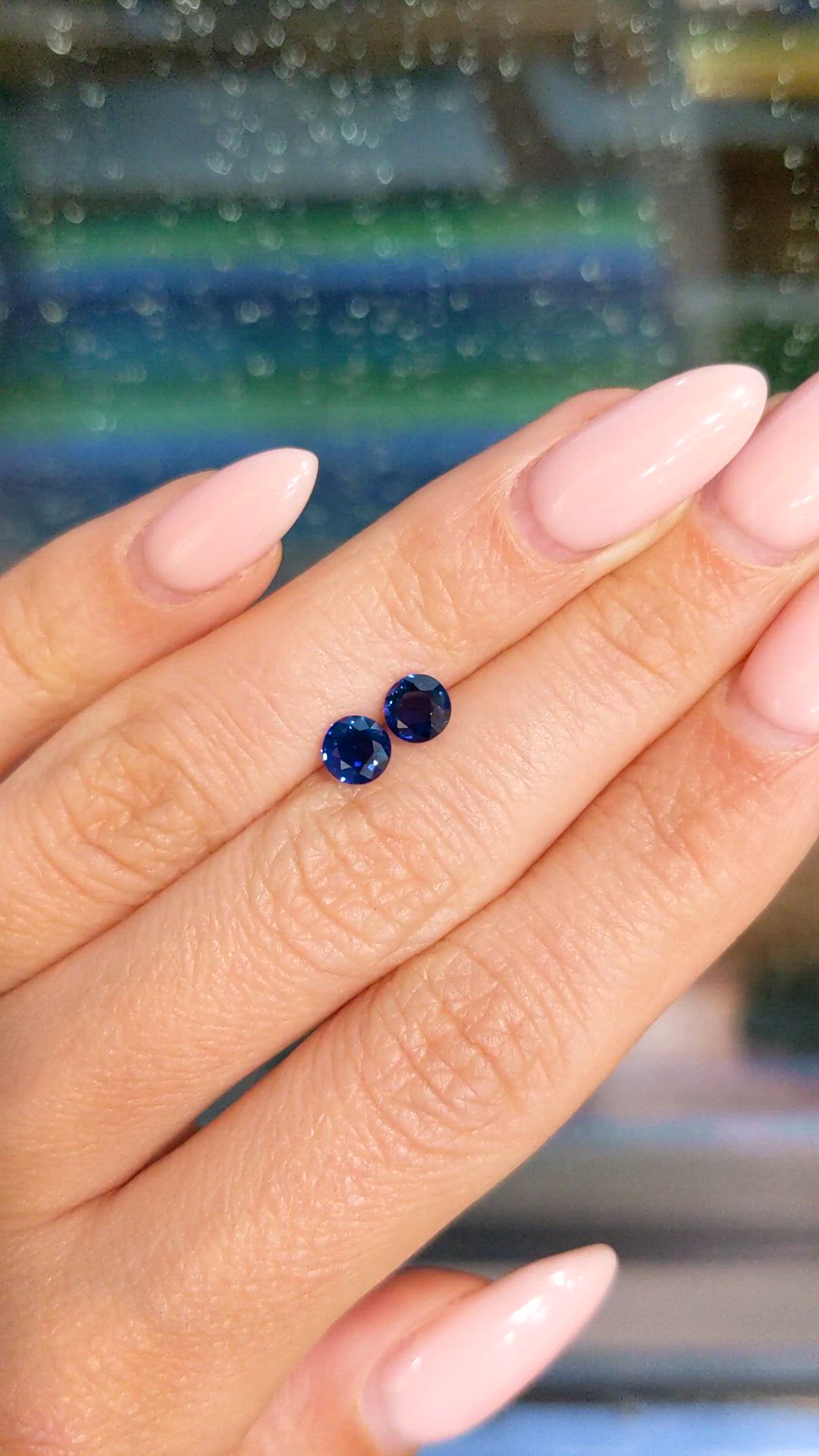 1.21 Ct.Tw.Total Carat Weight Blue Sapphire Pair from Ceylon (Sri Lanka) Size Video