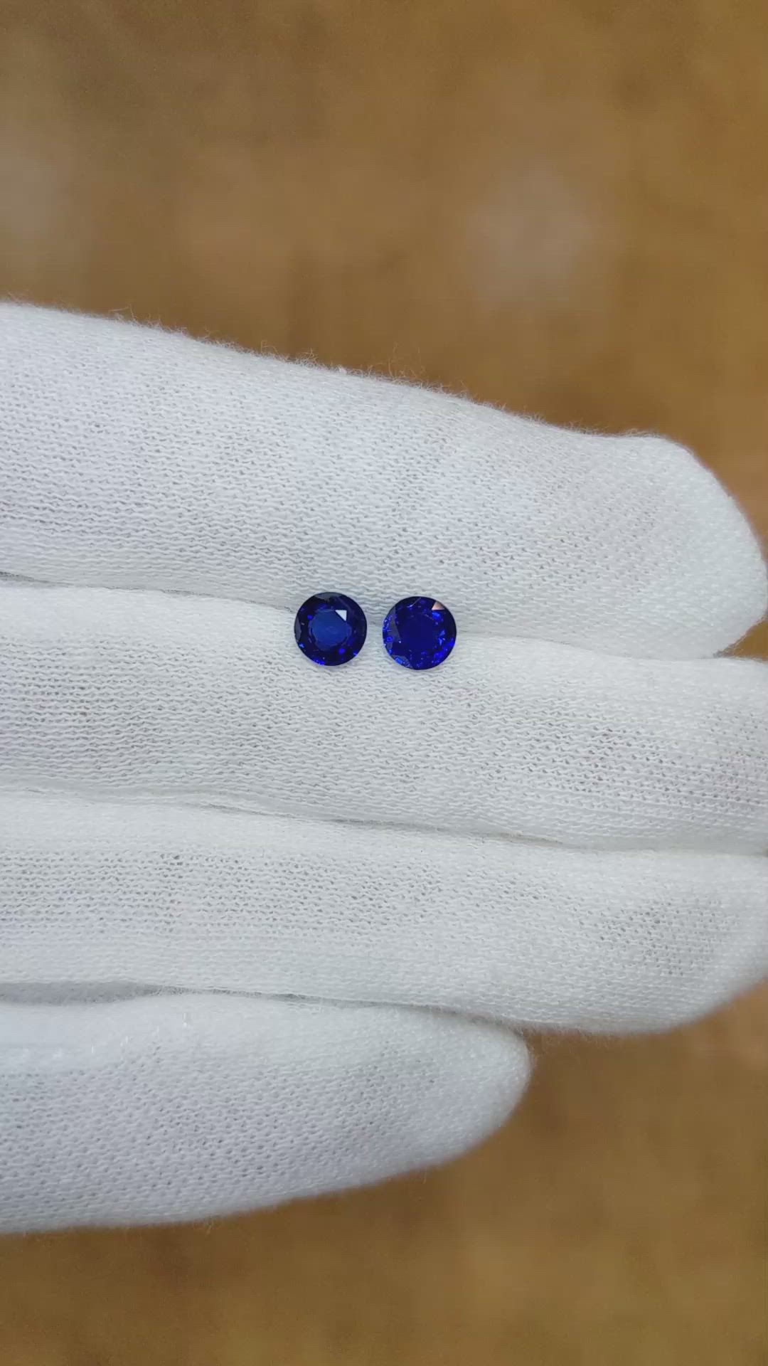 1.21 Ct.Tw.Total Carat Weight Blue Sapphire Pair from Ceylon (Sri Lanka) Size Video