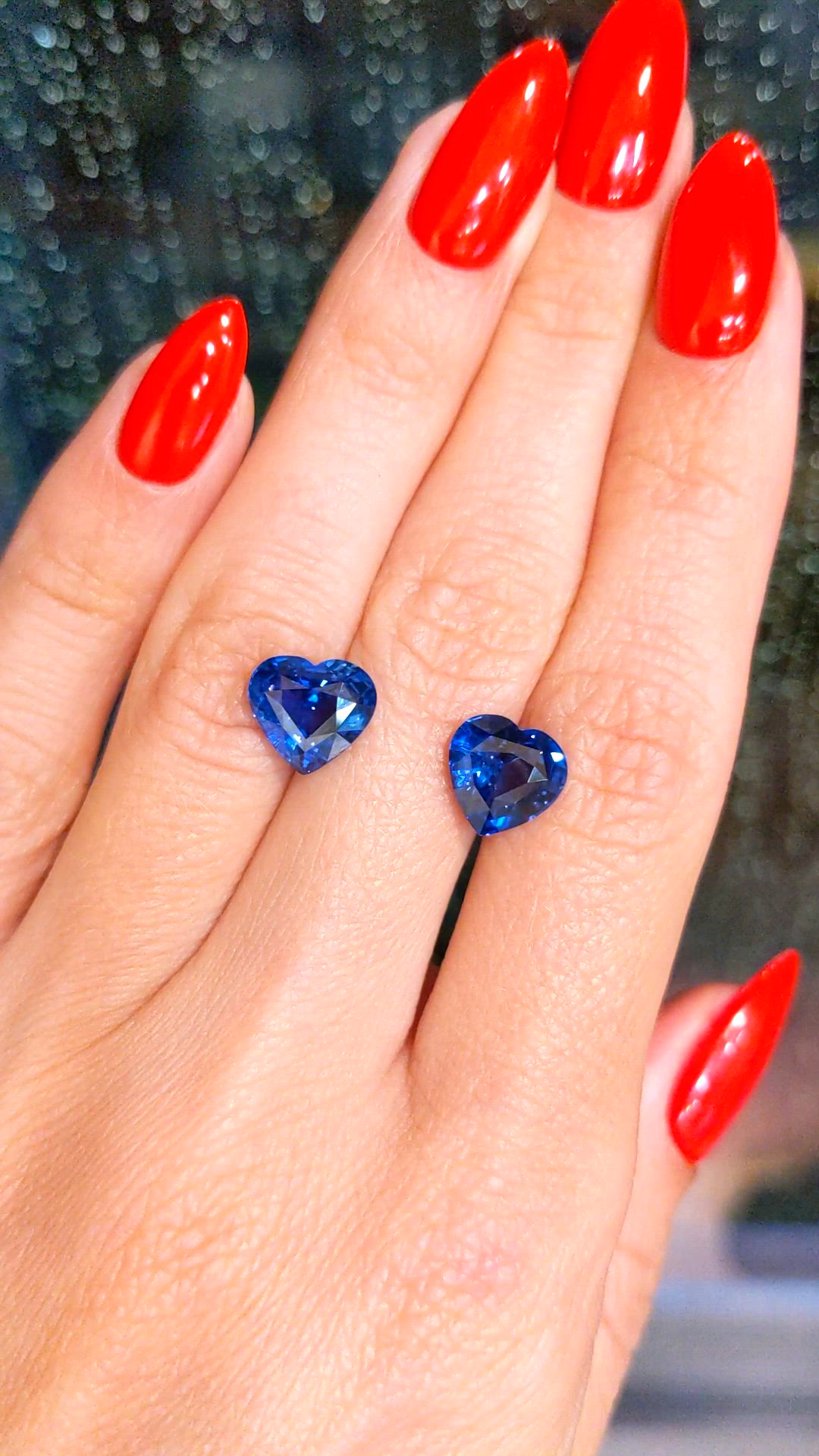 6.16 Ct.Tw.Total Carat Weight Blue Sapphire Pair from Ceylon (Sri Lanka) Size Video