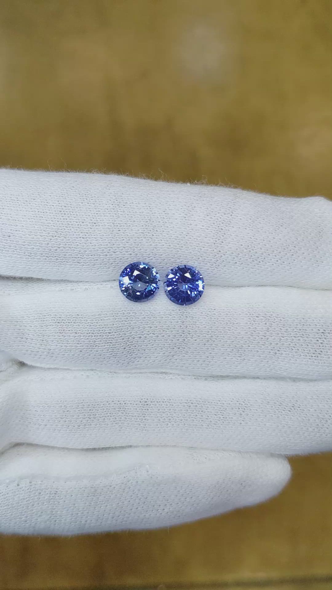 3.11 Ct.Tw.Total Carat Weight Blue Sapphire Pair from Ceylon (Sri Lanka) Size Video