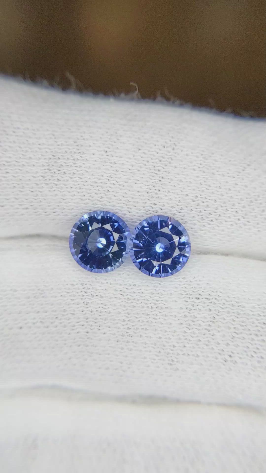 3.11 Ct.Tw.Total Carat Weight Blue Sapphire Pair from Ceylon (Sri Lanka) Size Video