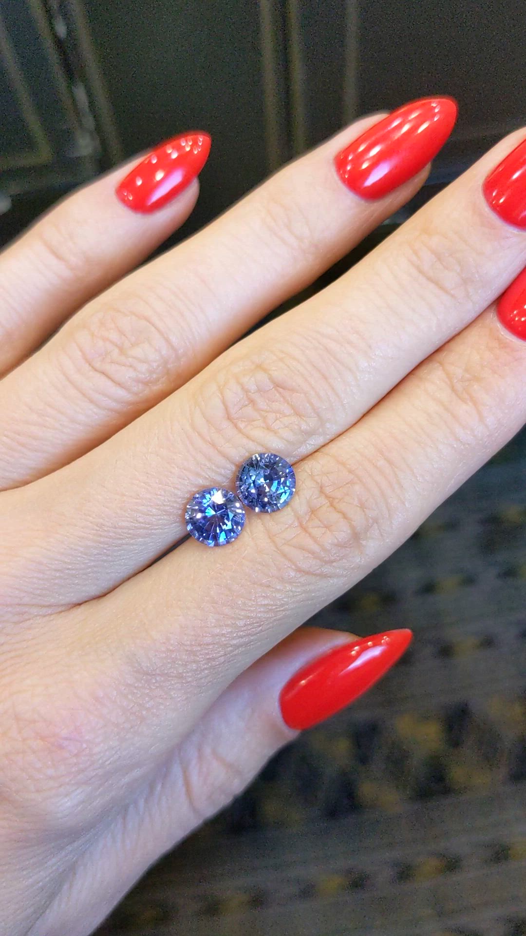 3.11 Ct.Tw.Total Carat Weight Blue Sapphire Pair from Ceylon (Sri Lanka) Size Video