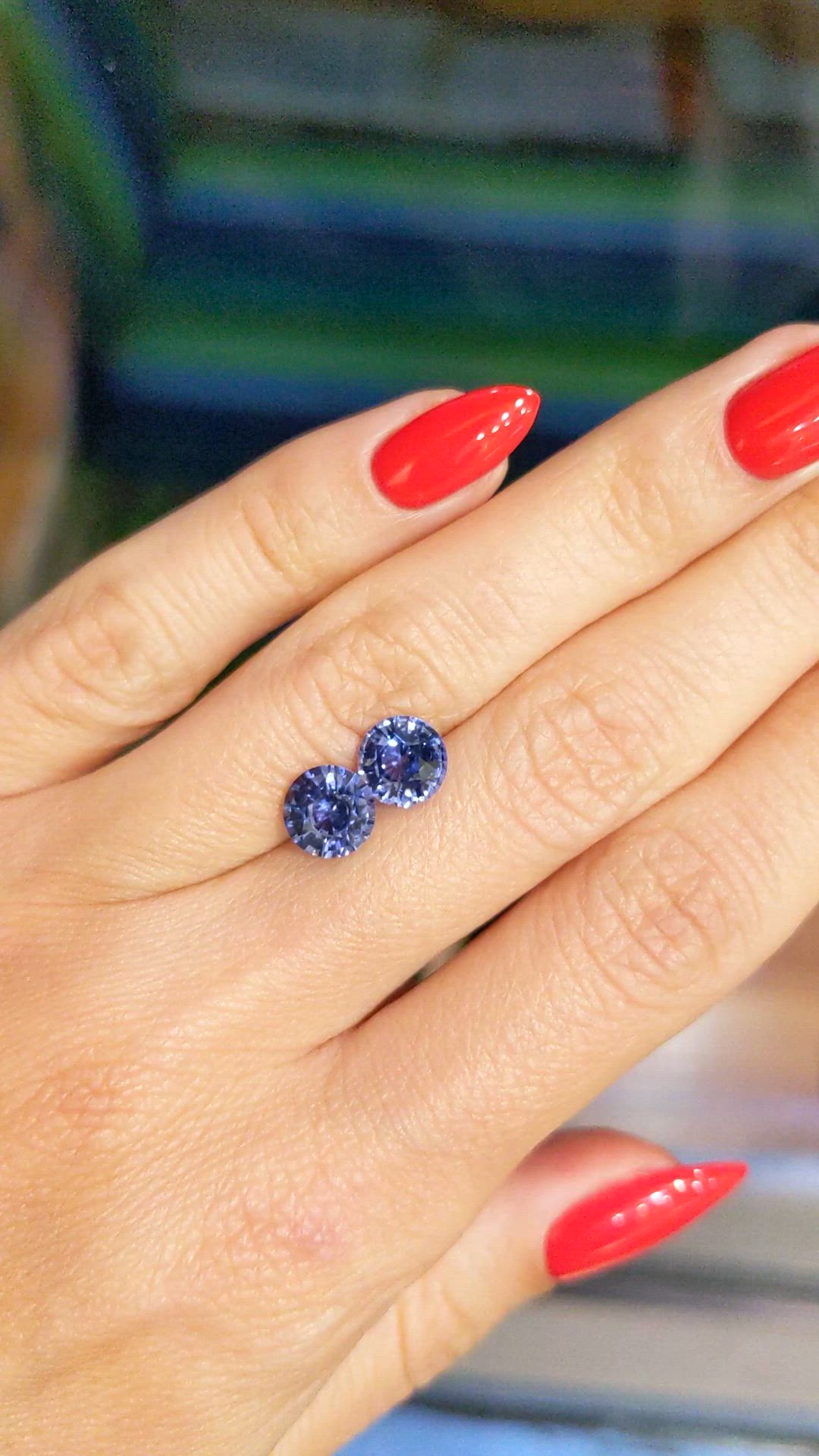 3.59&nbsp;Ct.Tw.Total Carat Weight Blue Sapphire Pair from Ceylon (Sri Lanka) Size Video