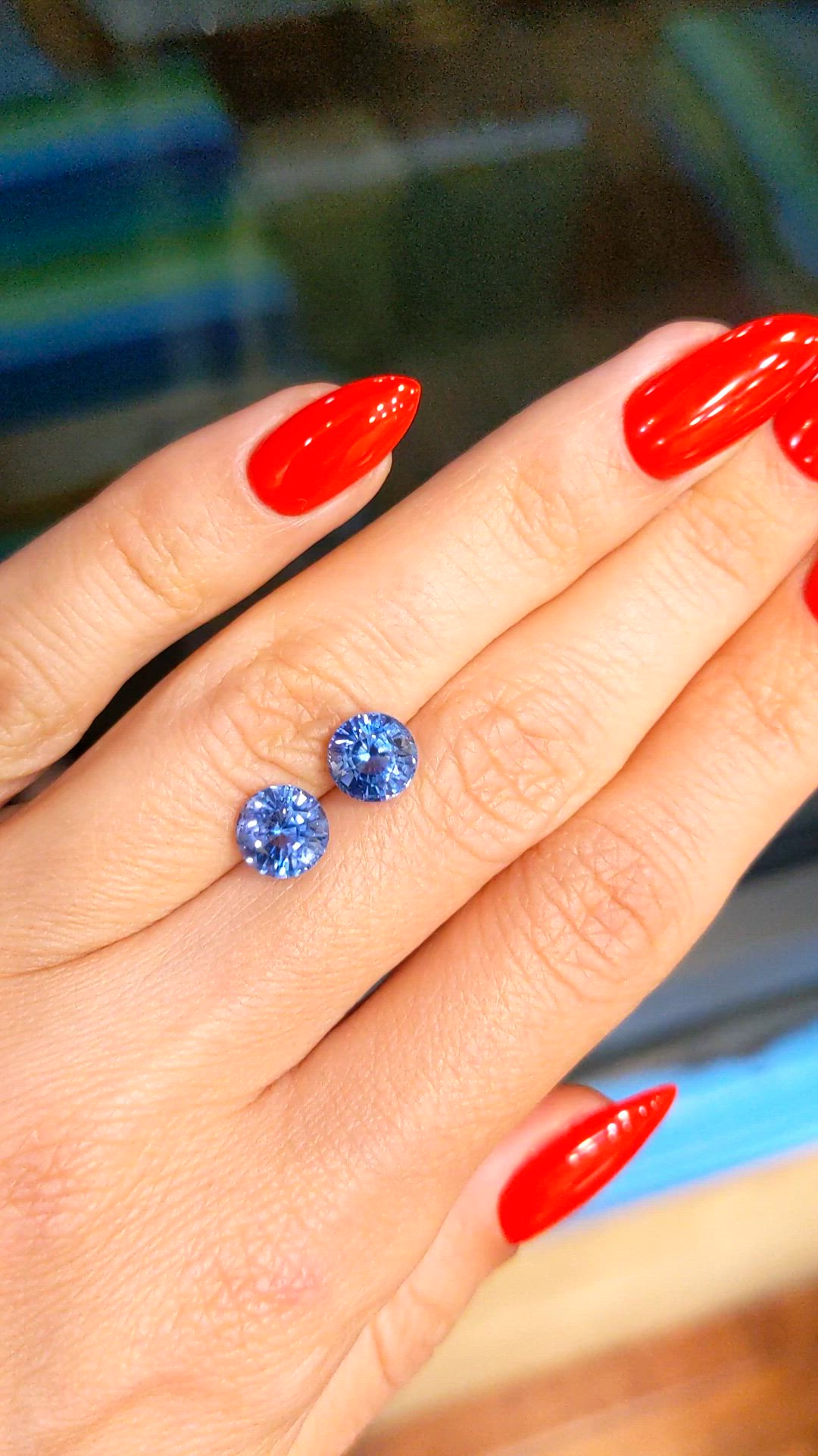 3.78 Ct.Tw.Total Carat Weight Blue Sapphire Pair from Ceylon (Sri Lanka) Size Video