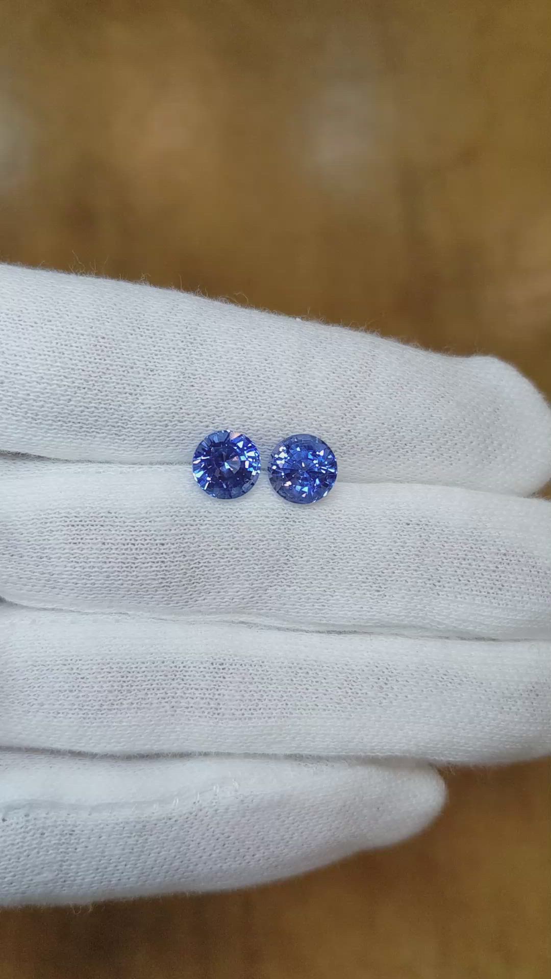 3.78 Ct.Tw.Total Carat Weight Blue Sapphire Pair from Ceylon (Sri Lanka) Size Video