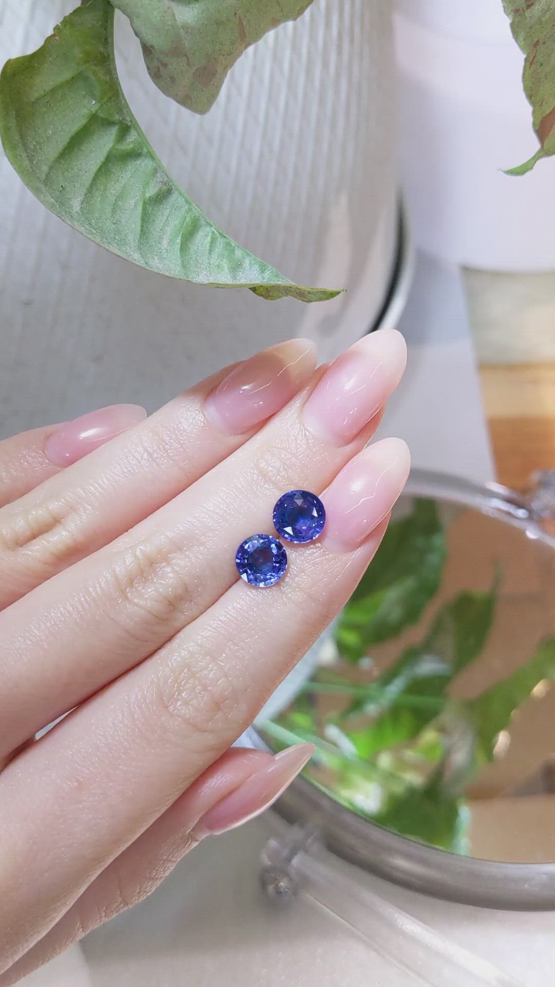 4.58 Ct.Tw.Total Carat Weight Blue Sapphire Pair from Ceylon (Sri Lanka) Size Video