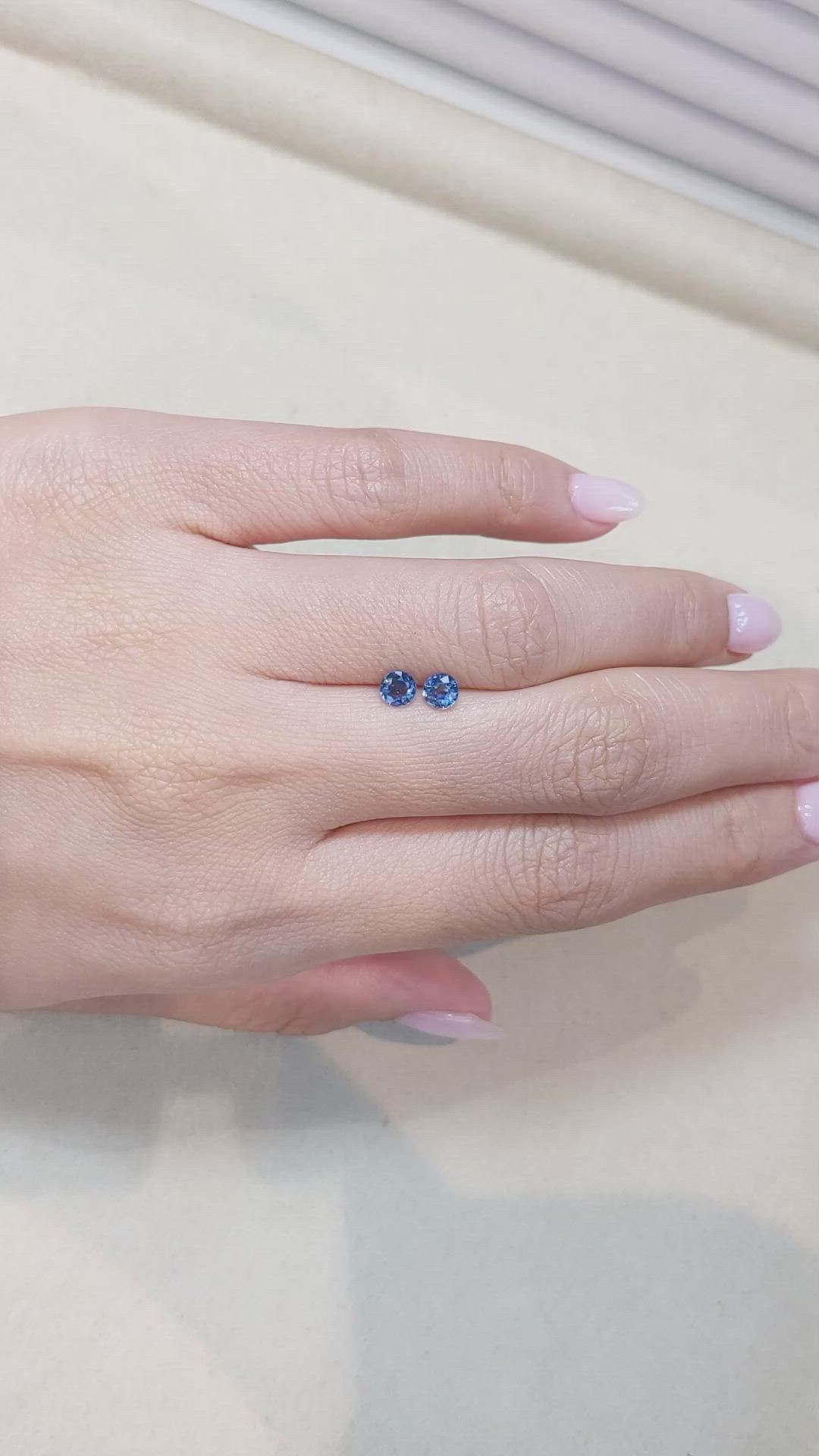 0.74 Ct.Tw.Total Carat Weight Blue Sapphire Pair from Ceylon (Sri Lanka) Size Video