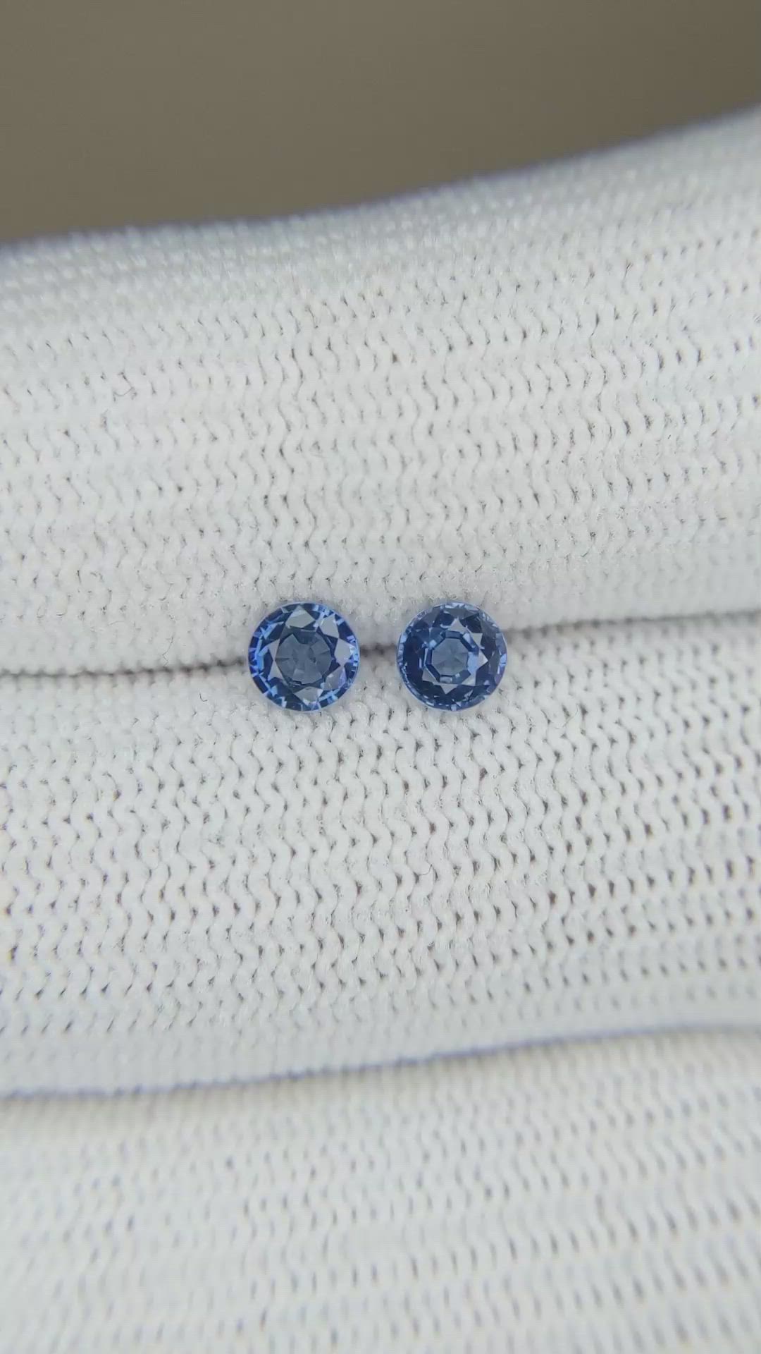 0.74 Ct.Tw.Total Carat Weight Blue Sapphire Pair from Ceylon (Sri Lanka) Size Video