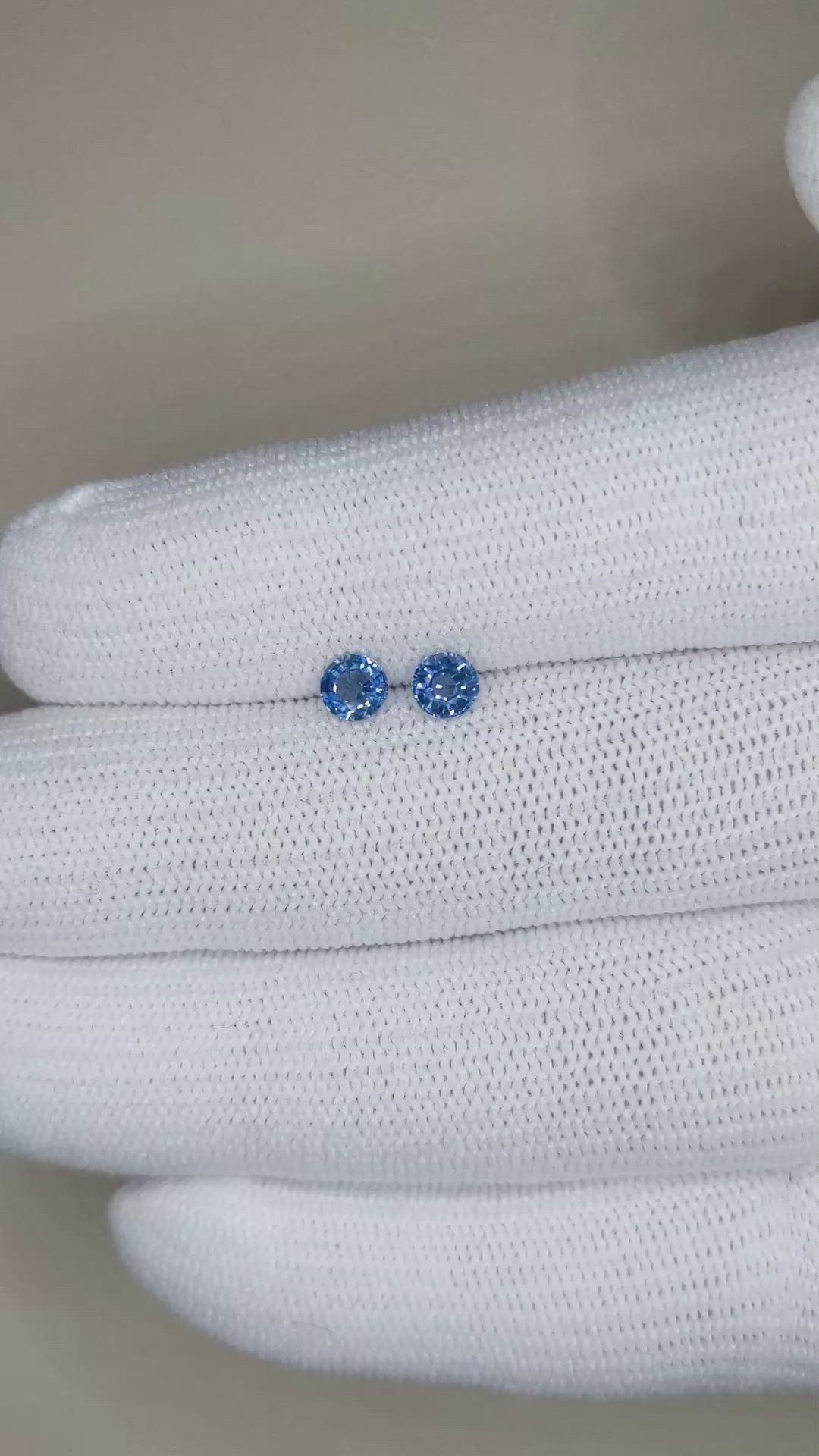 0.74 Ct.Tw.Total Carat Weight Blue Sapphire Pair from Ceylon (Sri Lanka) Size Video