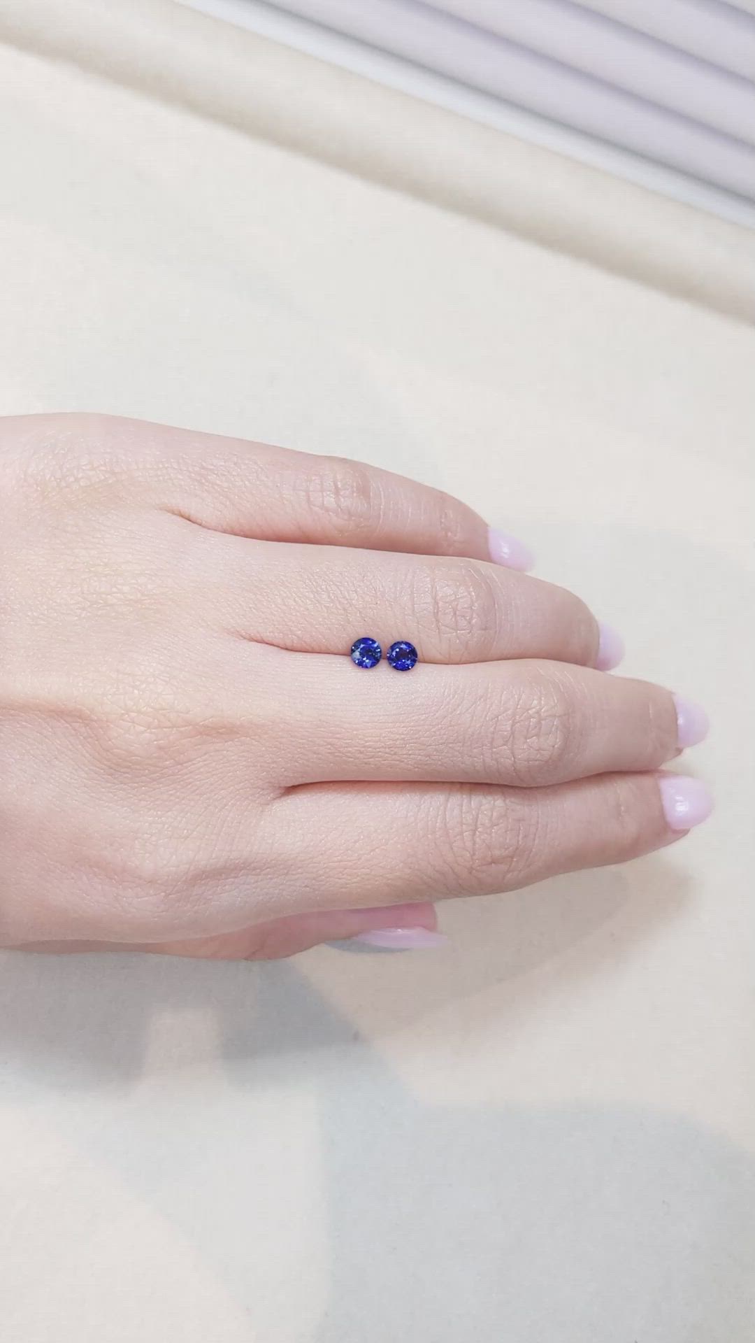 0.65 Ct.Tw.Total Carat Weight Blue Sapphire Pair from Ceylon (Sri Lanka) Size Video