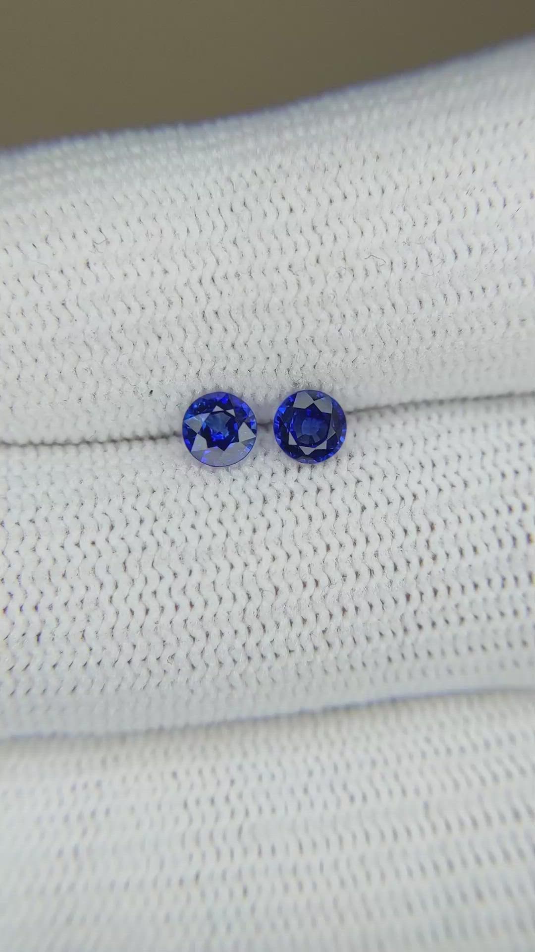 0.65 Ct.Tw.Total Carat Weight Blue Sapphire Pair from Ceylon (Sri Lanka) Size Video