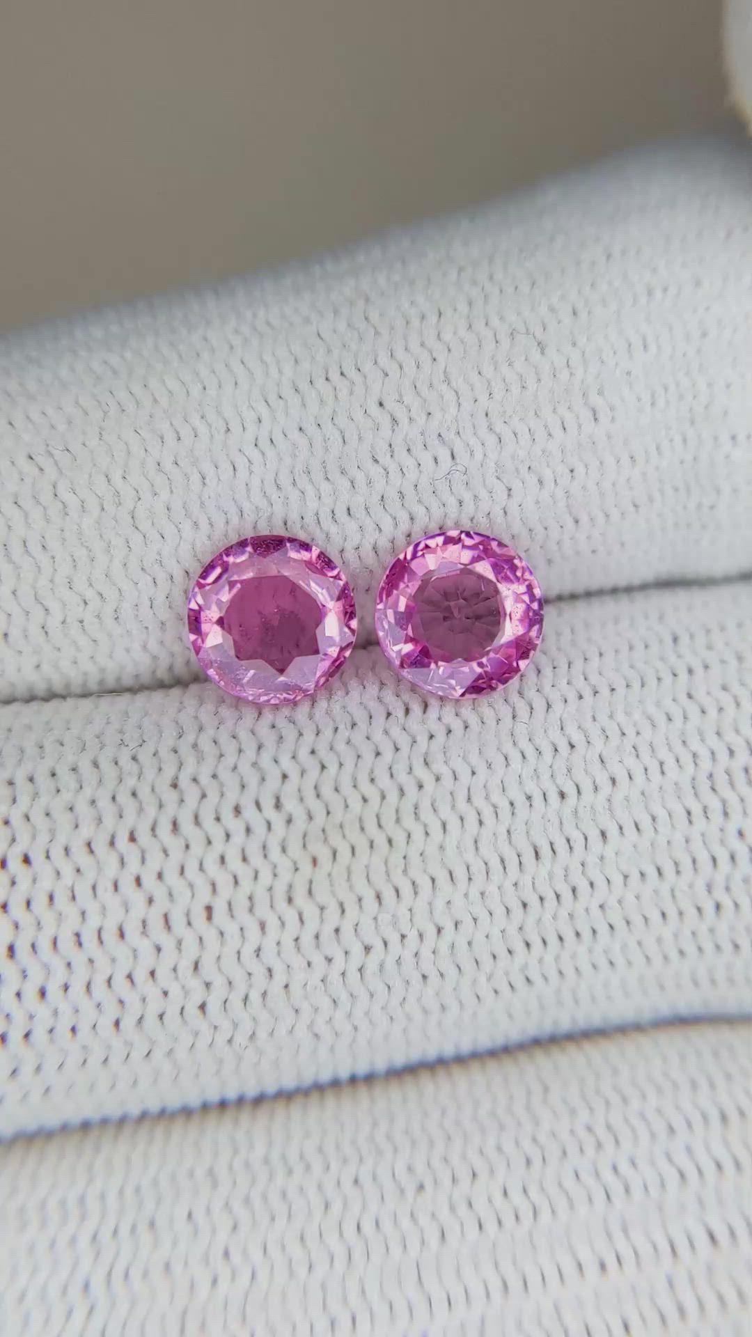 2.46 Ct.Tw.Total Carat Weight Pink Sapphire Pair from Ceylon (Sri Lanka) Size Video