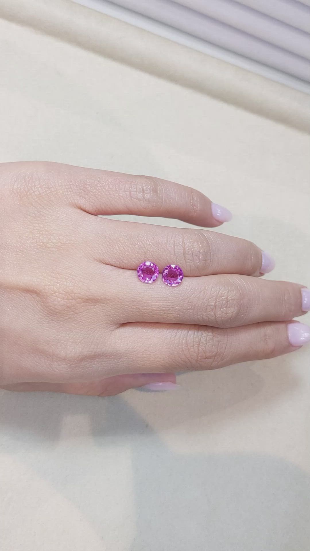 2.46 Ct.Tw.Total Carat Weight Pink Sapphire Pair from Ceylon (Sri Lanka) Size Video