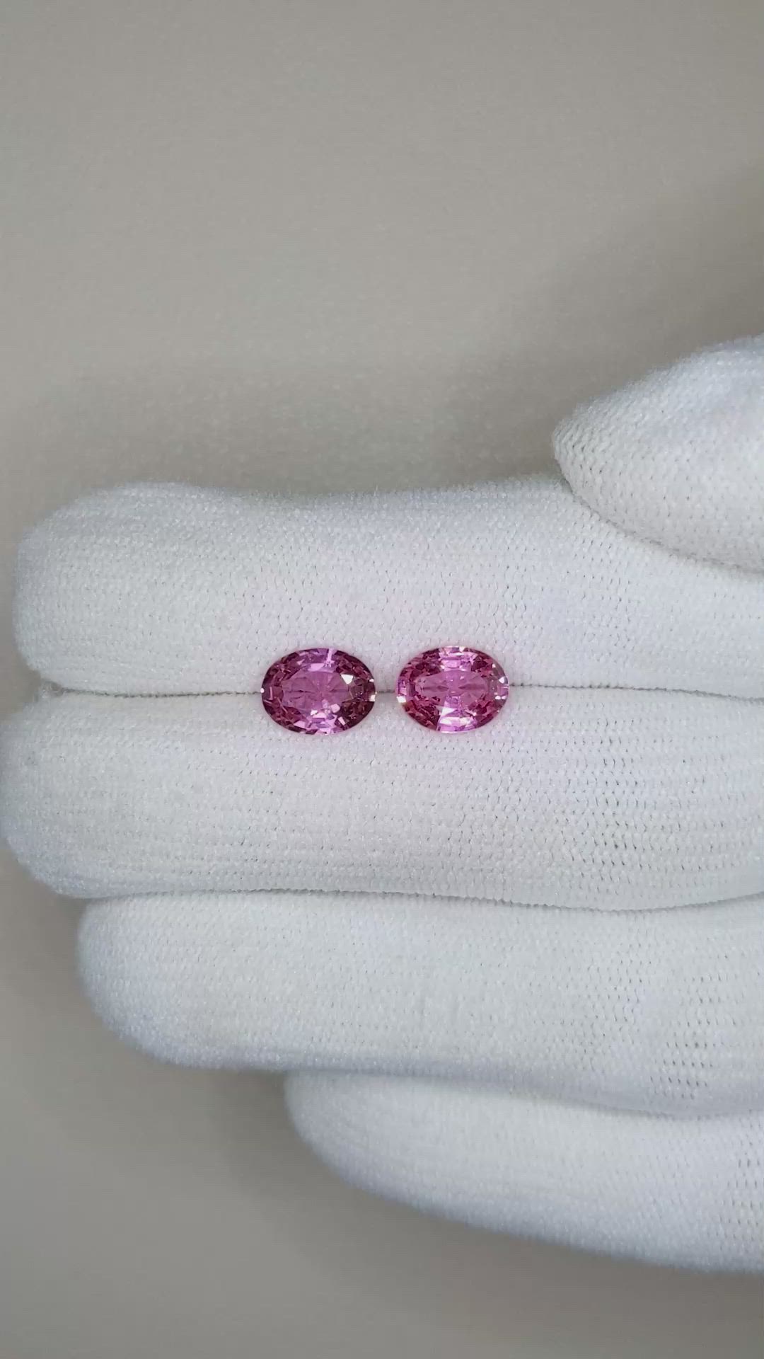 3.14&nbsp;Ct.Tw.Total Carat Weight Purplish Pink Sapphire Pair from Madagascar Size Video