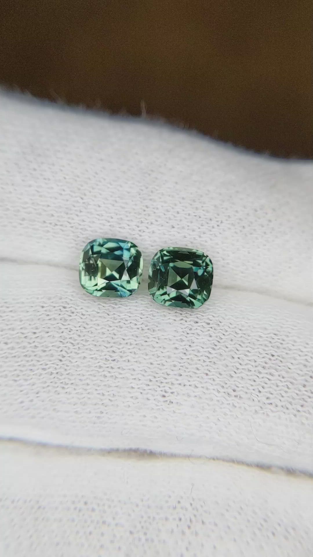 2.78 Ct.Tw.Total Carat Weight Bluish Green Sapphire Pair from Ceylon (Sri Lanka) Size Video