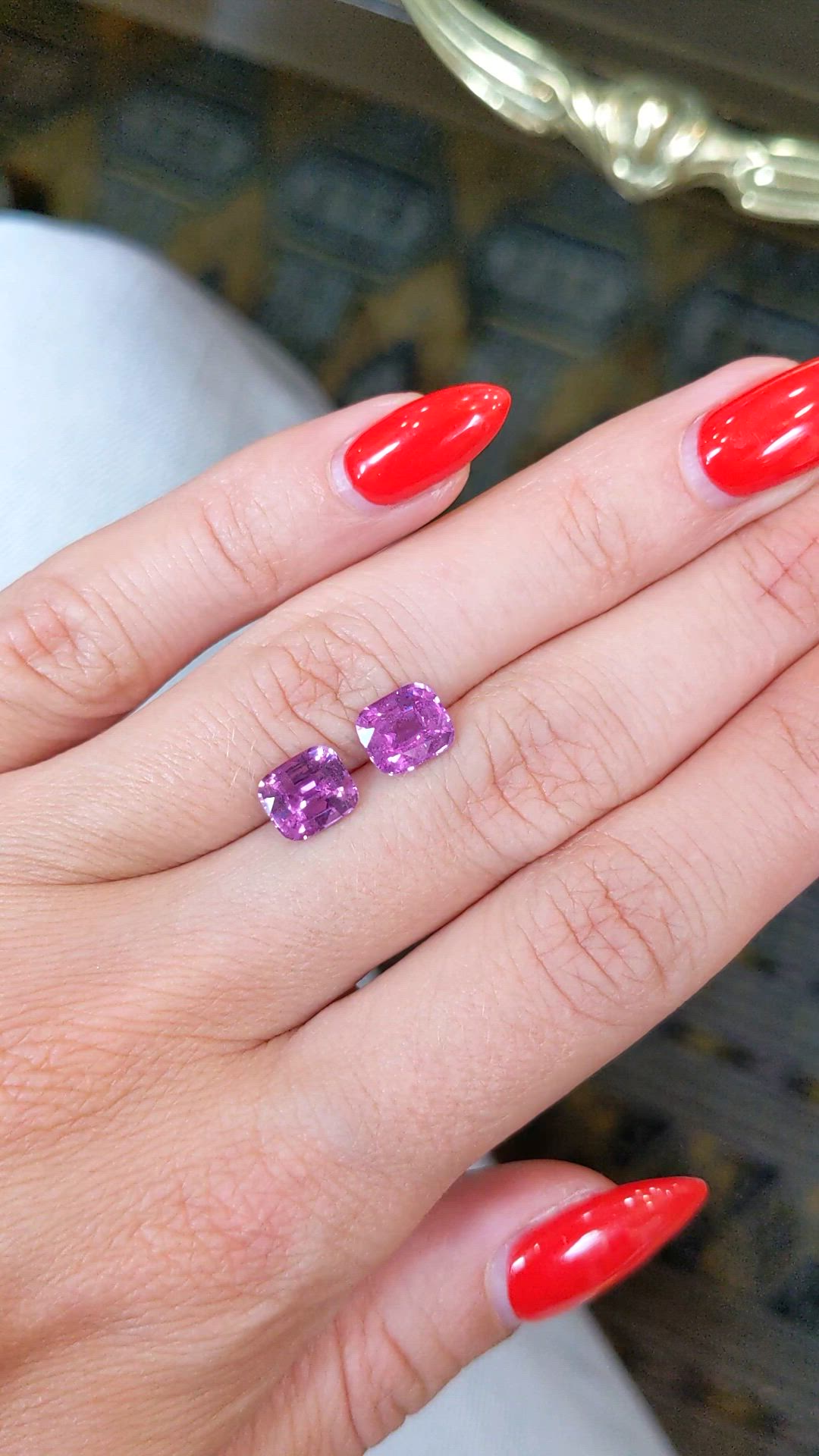 3.49 Ct.Tw.Total Carat Weight Purple Sapphire Pair from Ceylon (Sri Lanka) Size Video