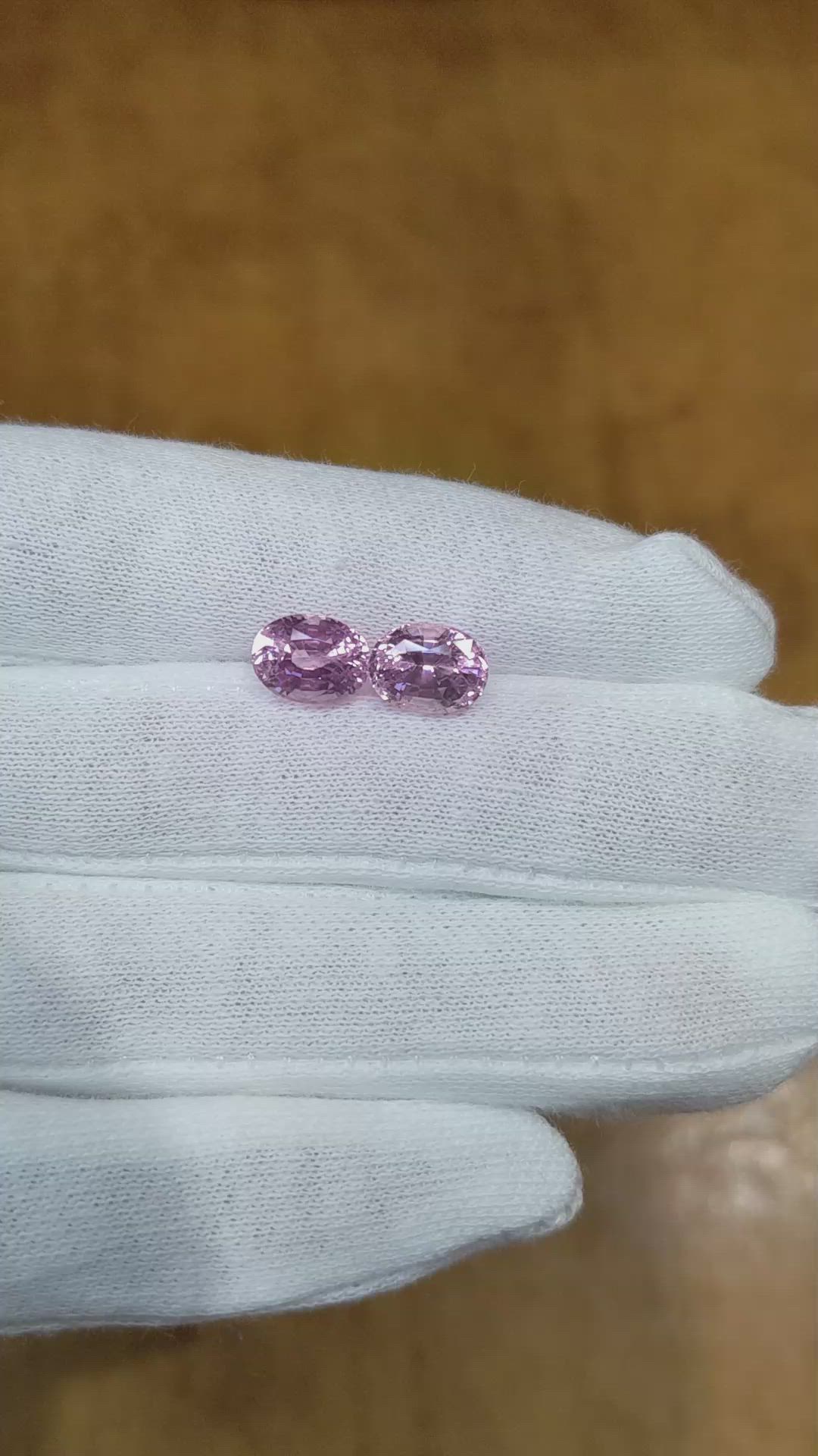6.03 Ct.Tw.Total Carat Weight Purplish Pink Sapphire Pair from Ceylon (Sri Lanka) Size Video