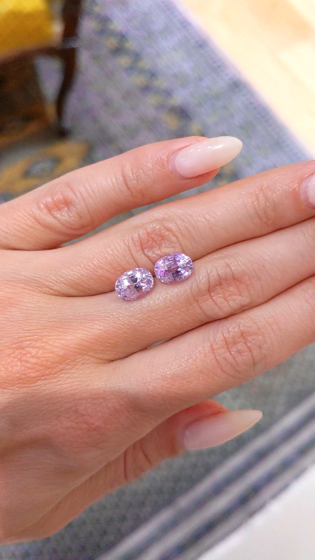 6.03 Ct.Tw.Total Carat Weight Purplish Pink Sapphire Pair from Ceylon (Sri Lanka) Size Video