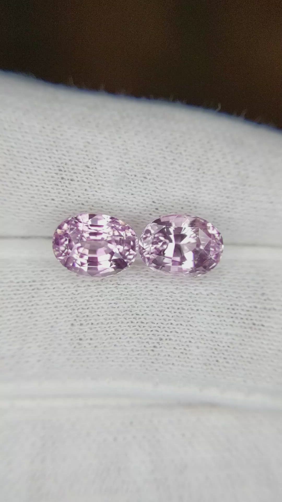 6.03 Ct.Tw.Total Carat Weight Purplish Pink Sapphire Pair from Ceylon (Sri Lanka) Size Video