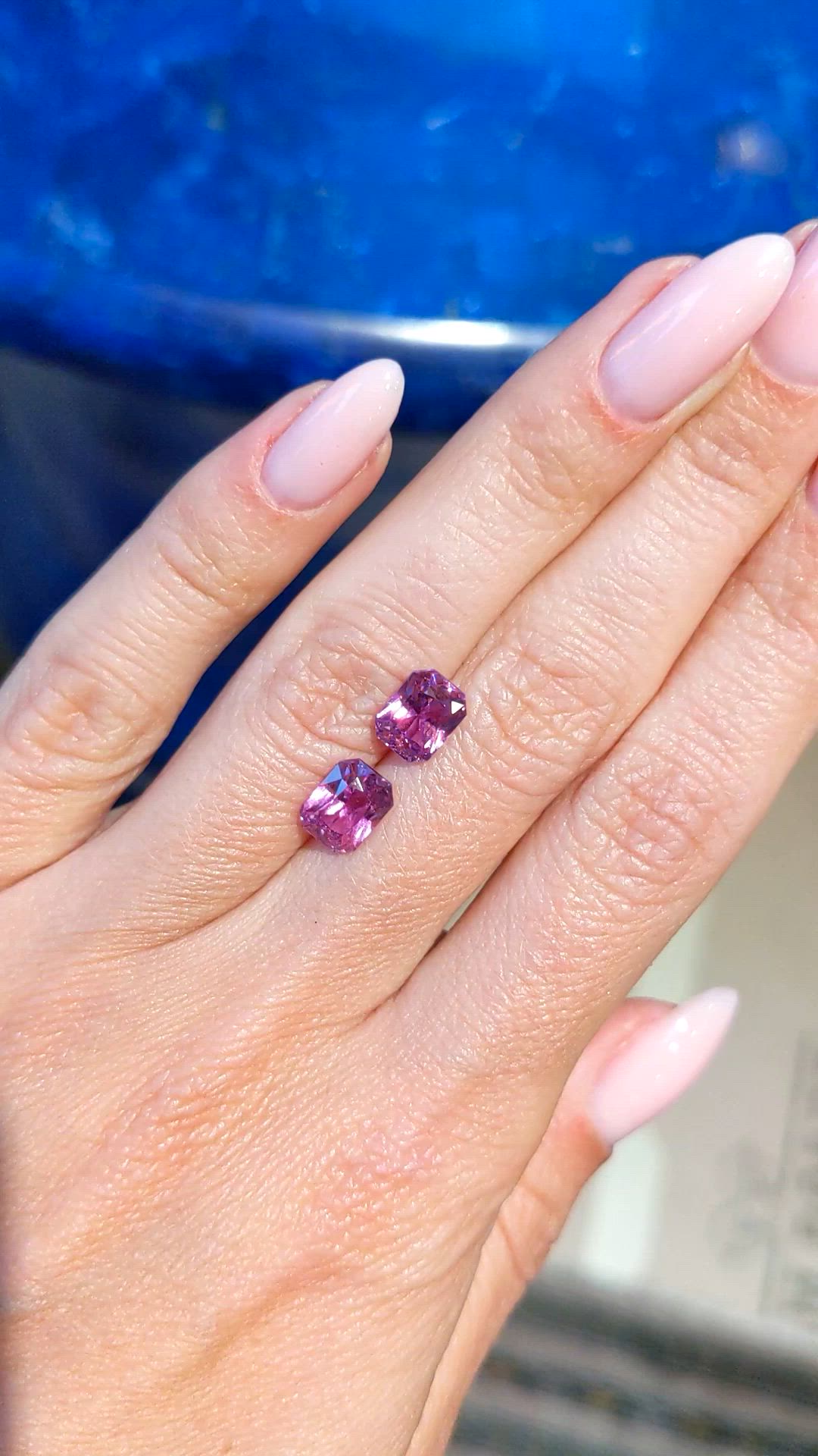 4.39 Ct.Tw.Total Carat Weight Pink Sapphire Pair from Ceylon (Sri Lanka) Size Video