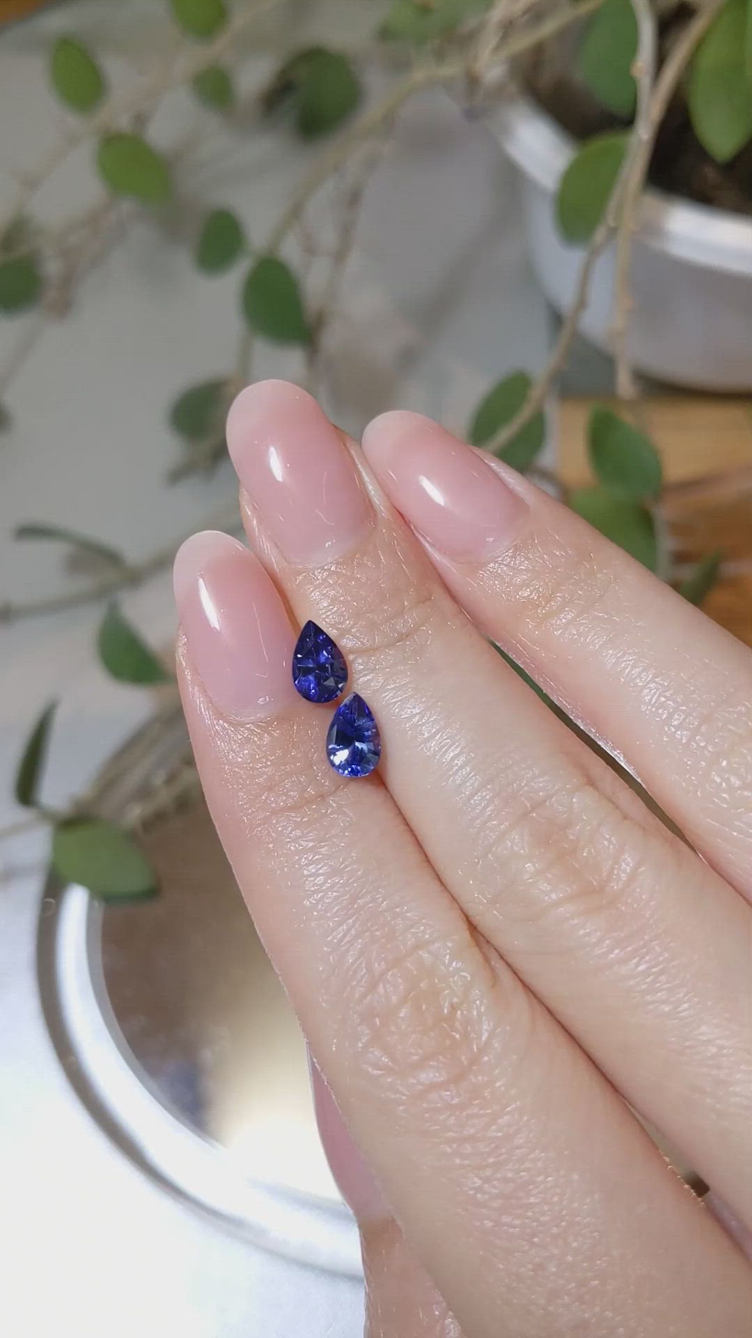 2.11&nbsp;Ct.Tw.Total Carat Weight Blue Sapphire Pair from Ceylon (Sri Lanka) Size Video