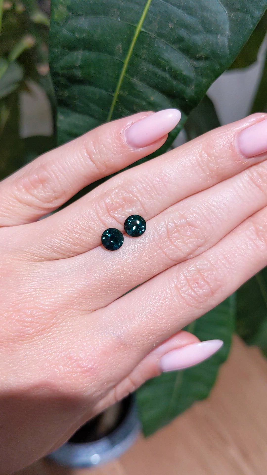 2.37 Ct.Tw.Total Carat Weight Bluish Green Sapphire Pair from Ceylon (Sri Lanka) Size Video