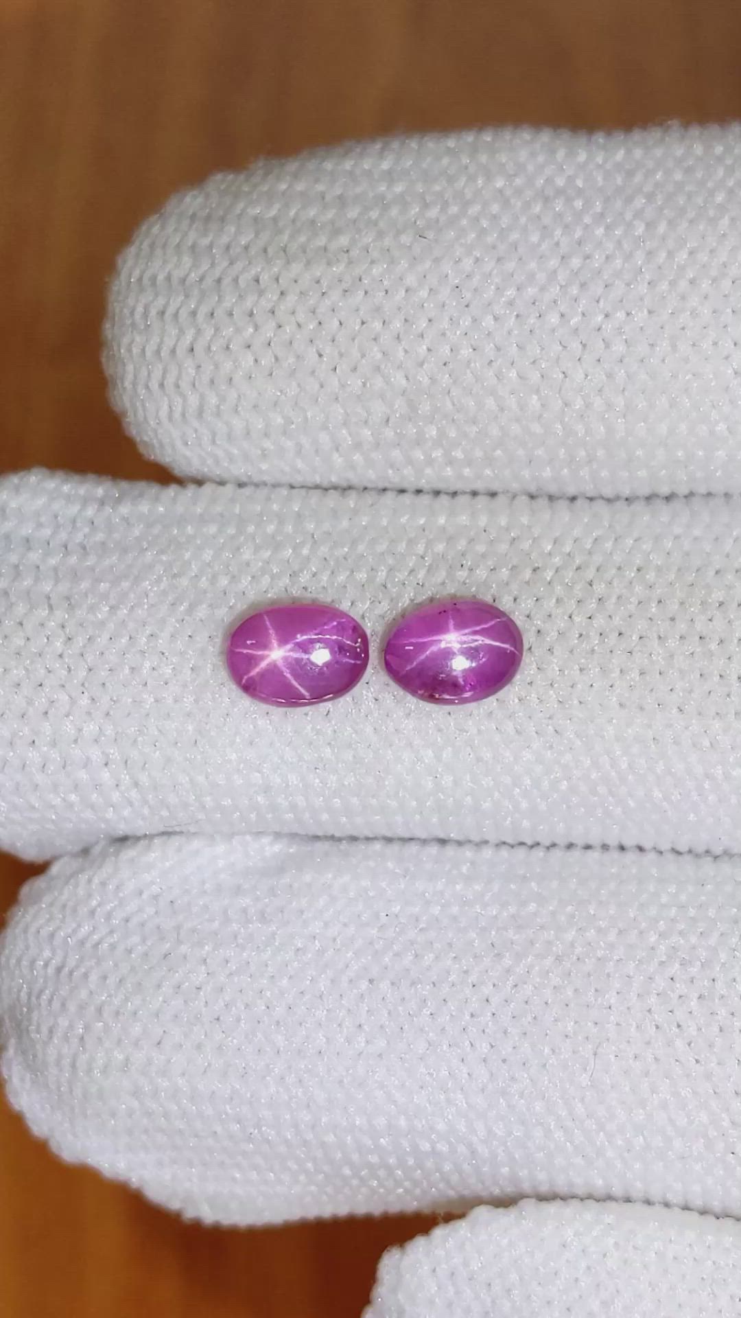 1.33 Ct.Tw.Total Carat Weight Pink Star Sapphire Pair from Ceylon (Sri Lanka) Size Video