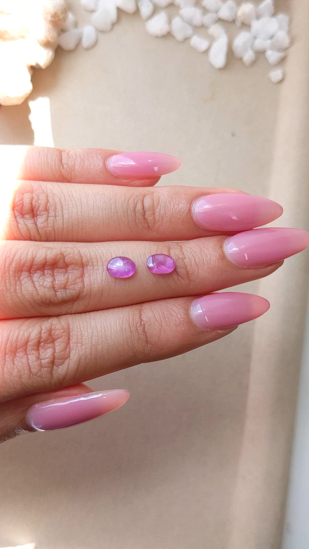 1.33 Ct.Tw.Total Carat Weight Pink Star Sapphire Pair from Ceylon (Sri Lanka) Size Video