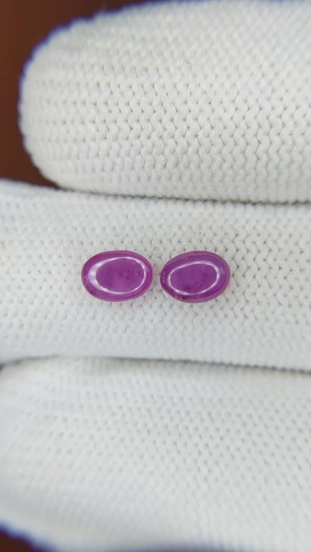 1.33 Ct.Tw.Total Carat Weight Pink Star Sapphire Pair from Ceylon (Sri Lanka) Size Video