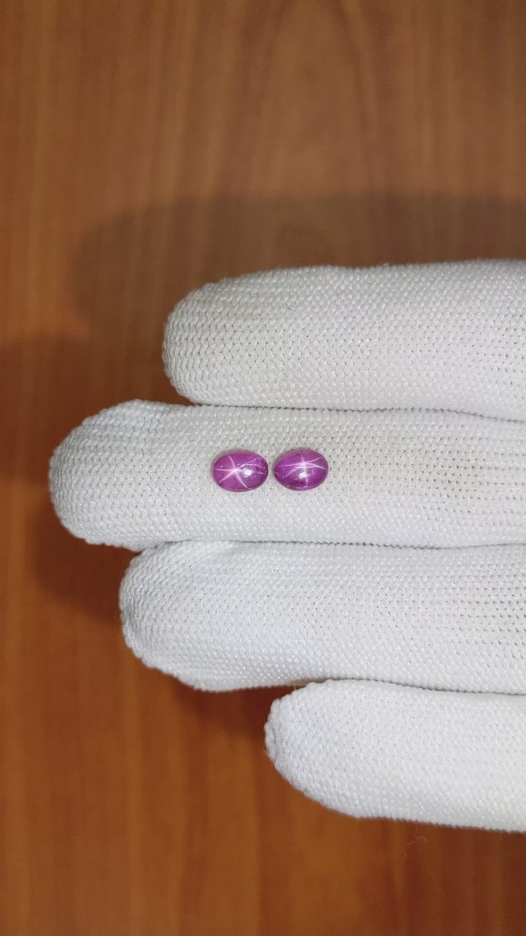 1.33 Ct.Tw.Total Carat Weight Pink Star Sapphire Pair from Ceylon (Sri Lanka) Size Video