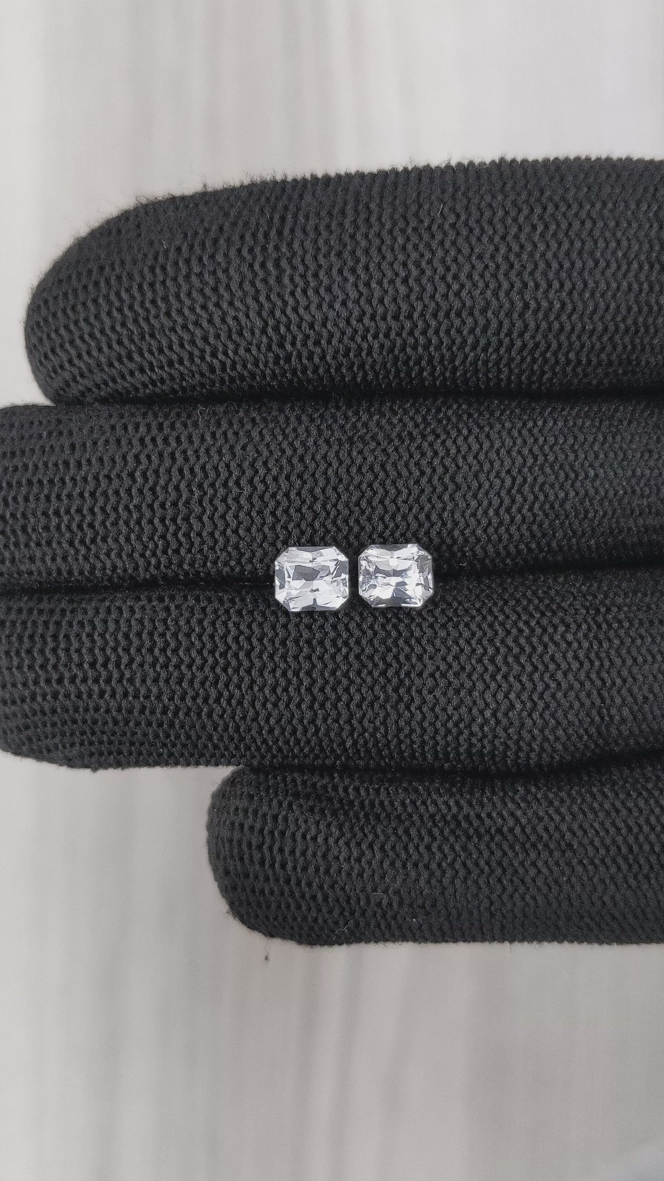 2.39 Ct.Tw.Total Carat Weight White Sapphire Pair from Ceylon (Sri Lanka) Size Video