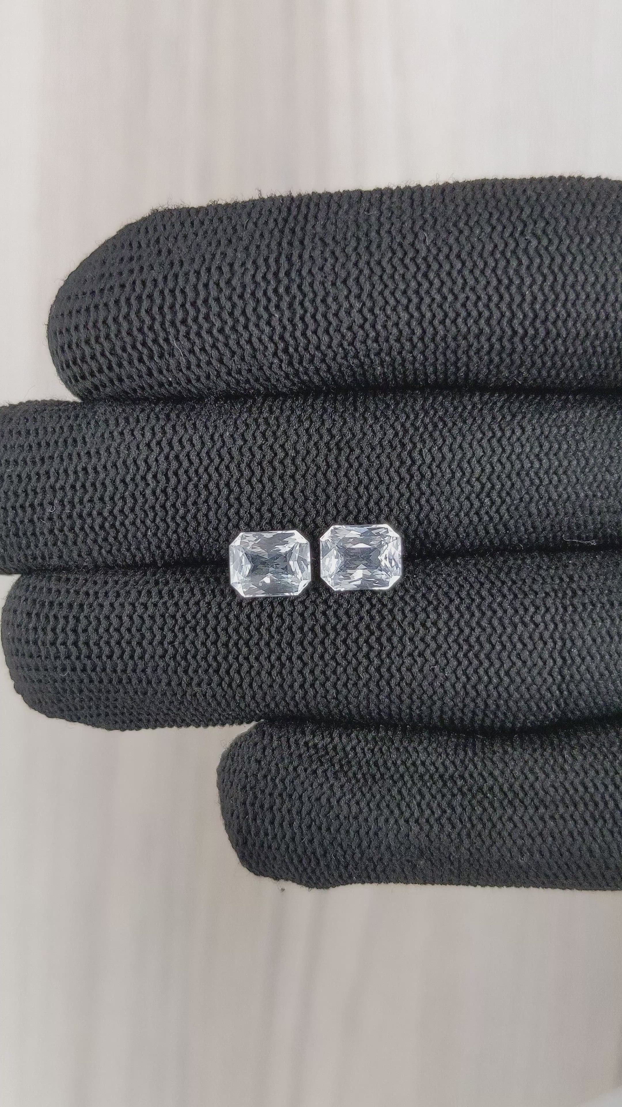 3.19 Ct.Tw.Total Carat Weight White Sapphire Pair from Ceylon (Sri Lanka) Size Video