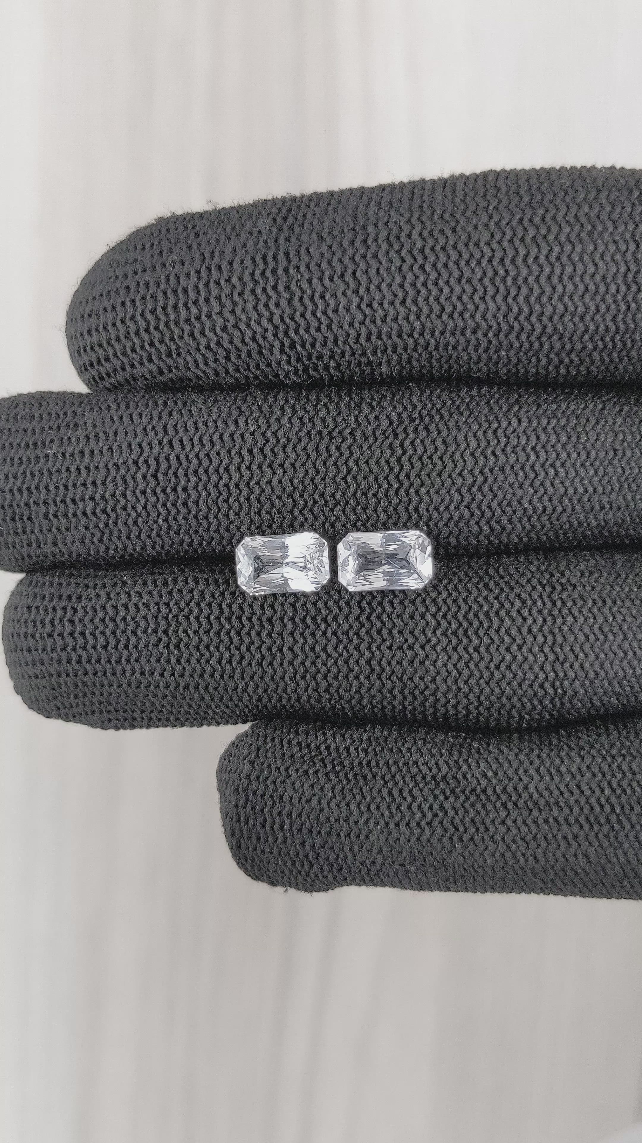 3.10 Ct.Tw.Total Carat Weight White Sapphire Pair from Ceylon (Sri Lanka) Size Video