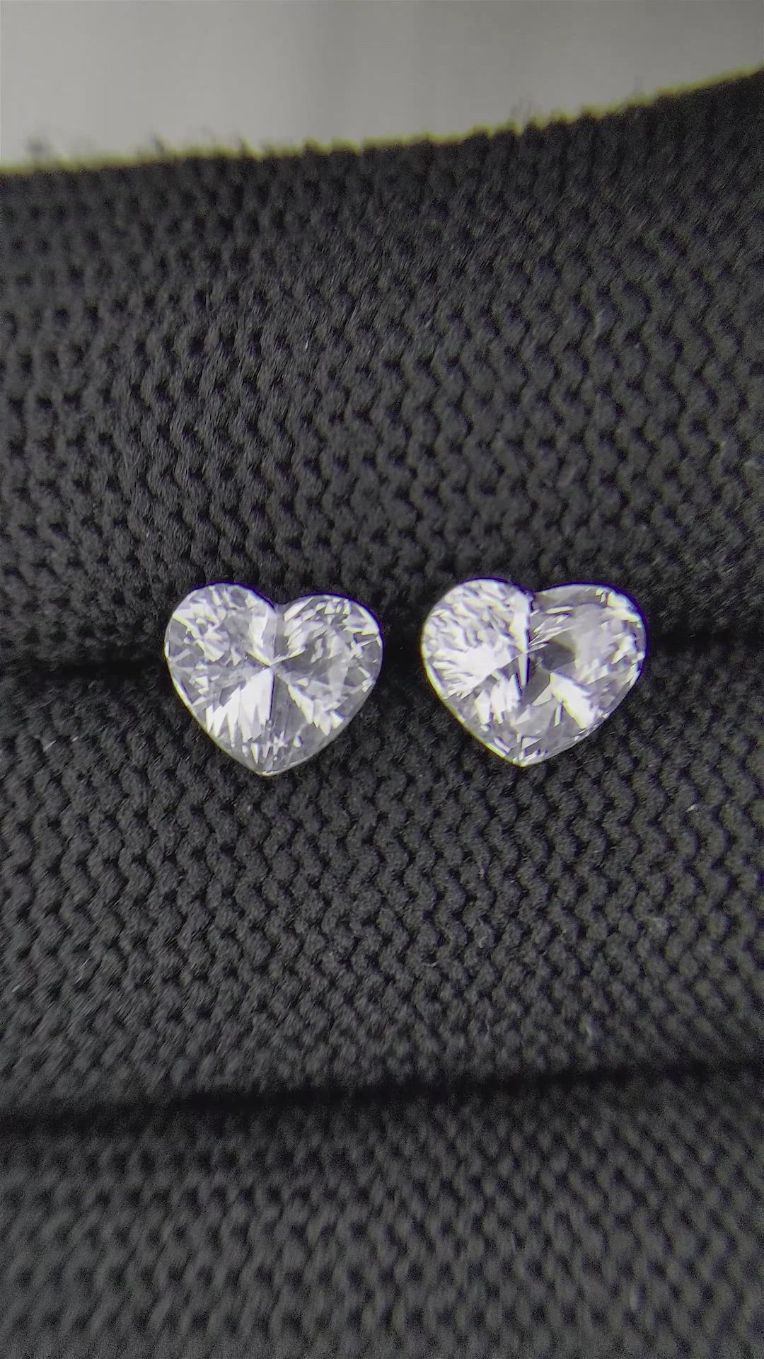 3.40&nbsp;Ct.Tw.Total Carat Weight White Sapphire Pair from Ceylon (Sri Lanka) Size Video