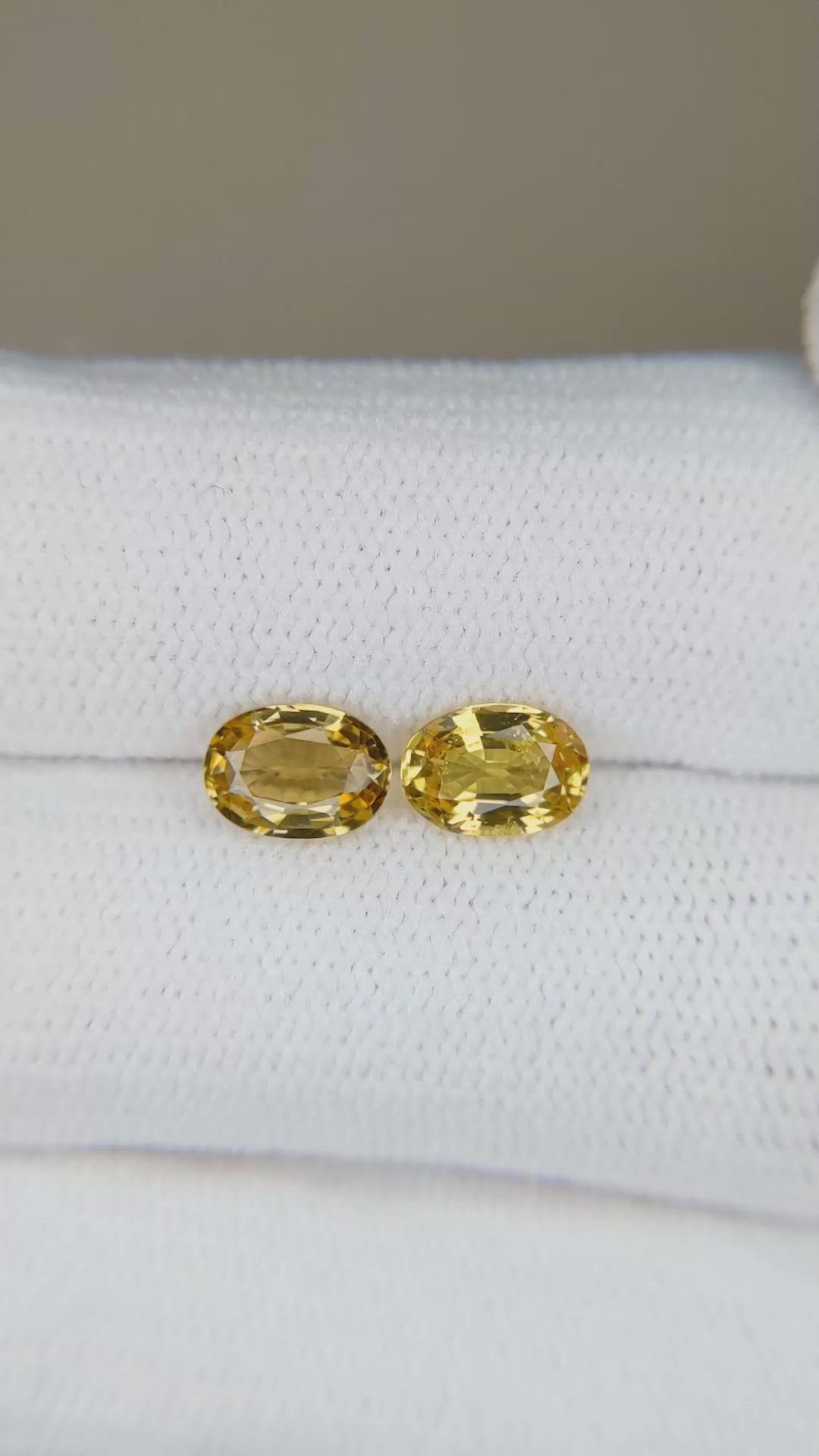 1.67&nbsp;Ct.Tw.Total Carat Weight Yellowish Brown Sapphire Pair from Ceylon (Sri Lanka) Size Video