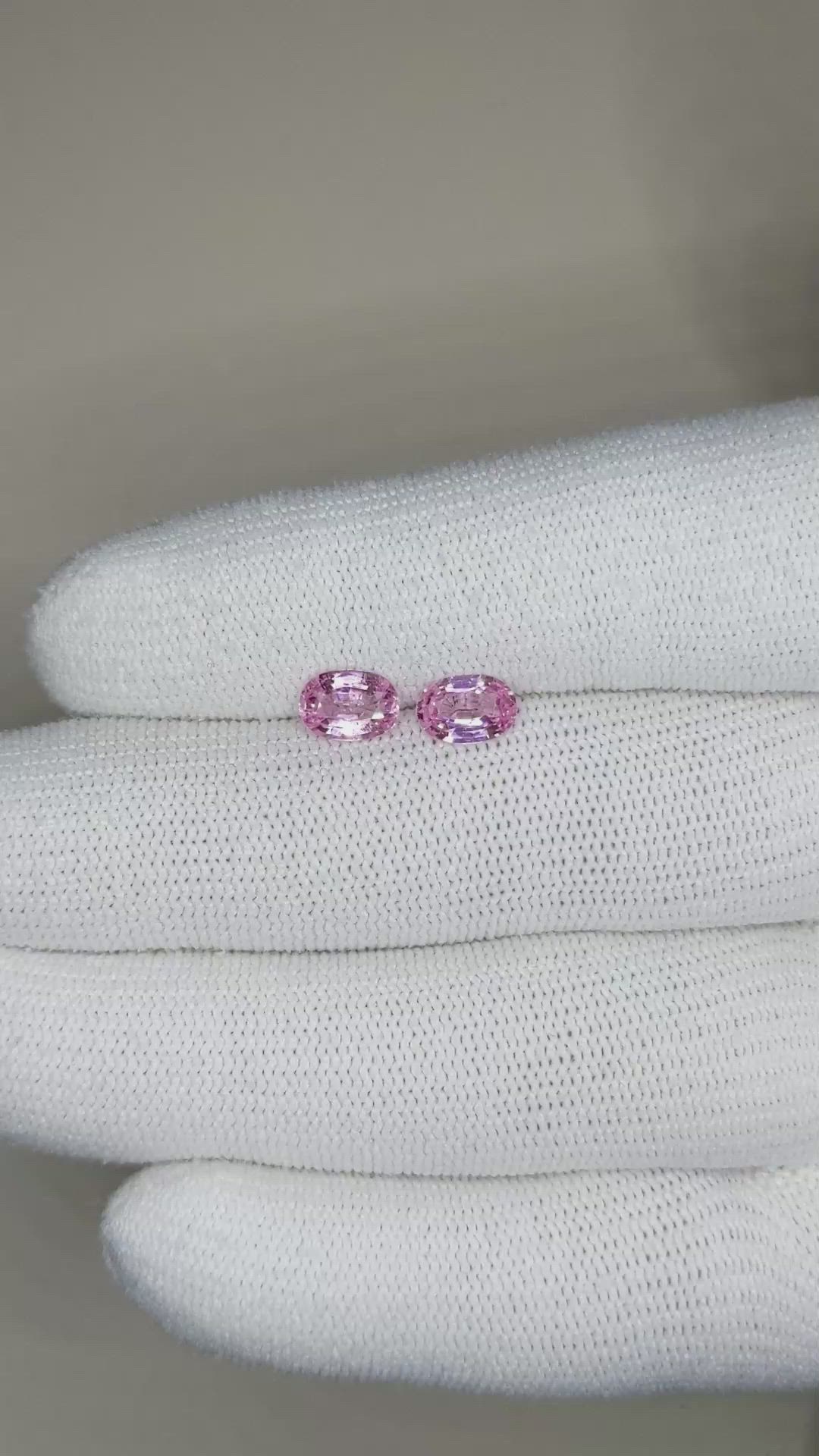 1.70&nbsp;Ct.Tw.Total Carat Weight Pink Sapphire Pair from Ceylon (Sri Lanka) Size Video